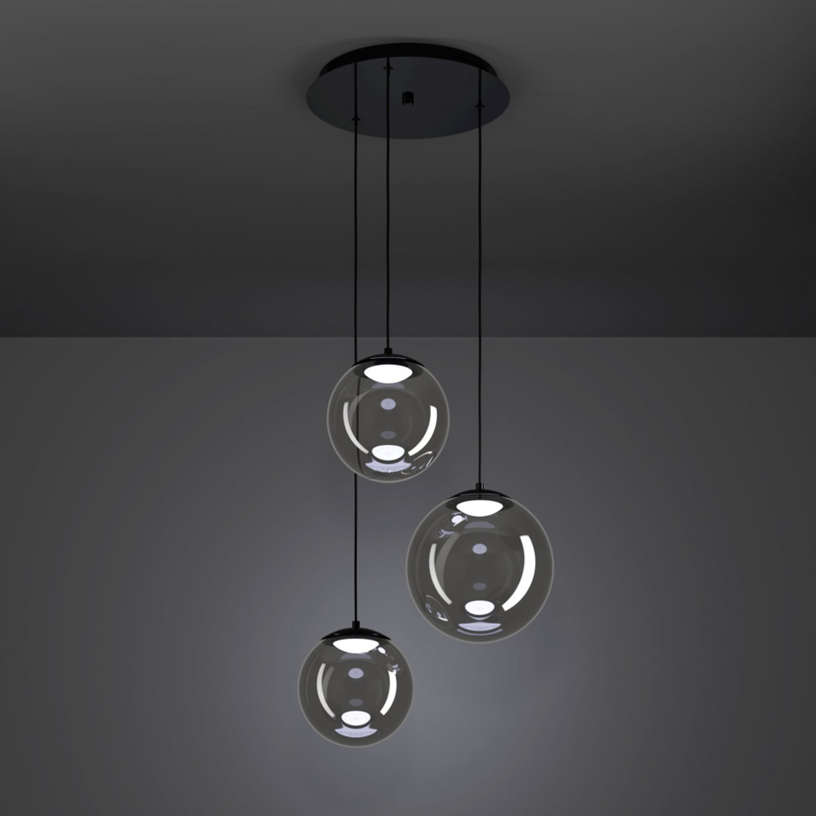 Stars of Light LED-riippuvalaisin ANORIAS, musta, Ø 46 cm, 3-lamppuinen