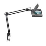 LED magnifying light MAULvitrum with clamp, black