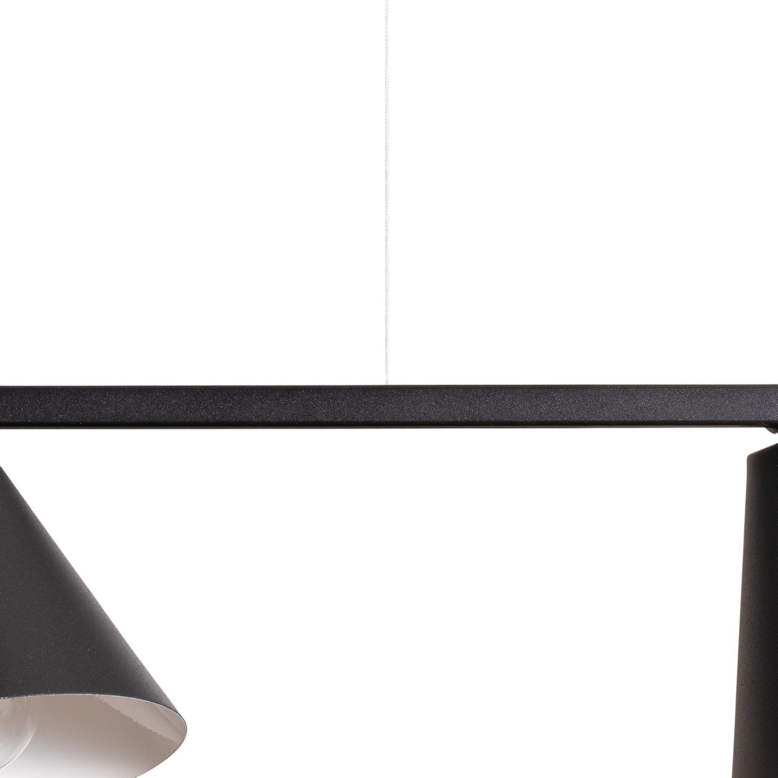 Hängeleuchte Form 4, schwarz, Metall, 4-flammig, Kegel, E27