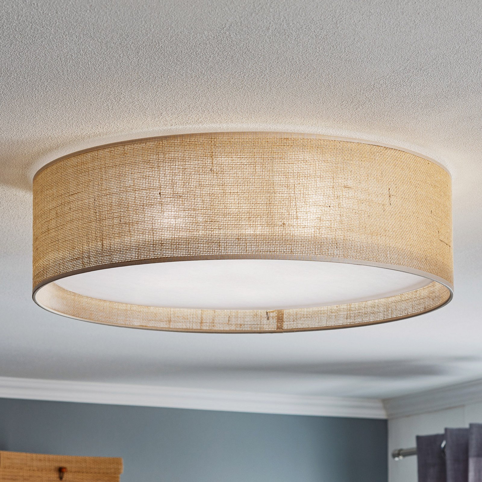 TK Lighting Plachetă Juta Ø 60 cm - Camera de zi / sufragerie - maro alb - Țesătură / Textil
