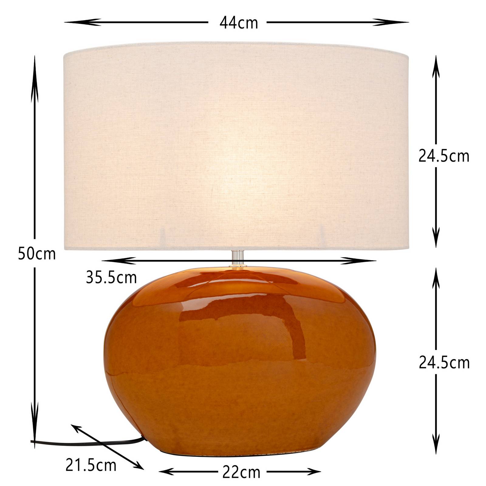 Lampa stołowa KARE Beo, pomarańczowa, bawełna, wysokość 50 cm, E27