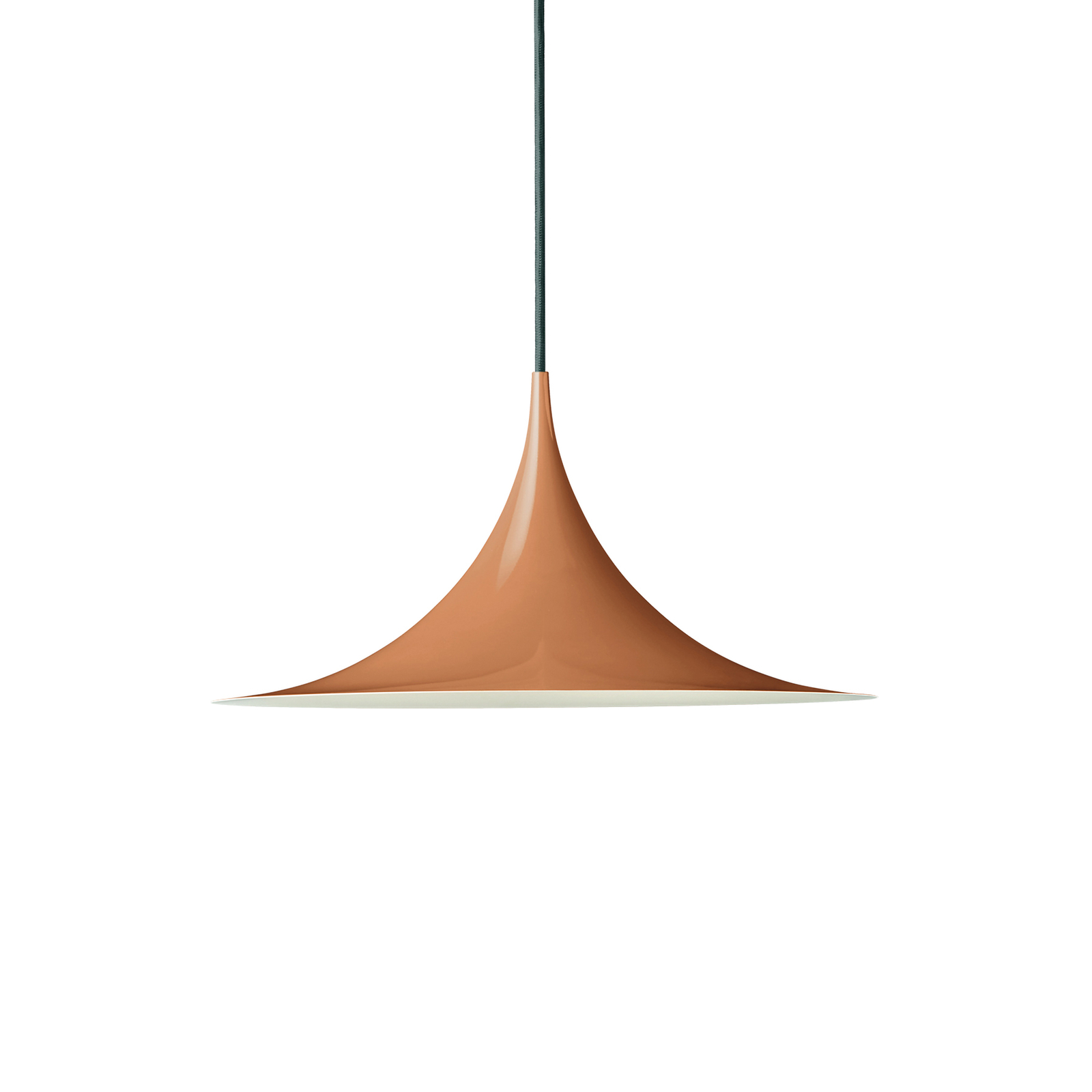 GUBI viseća svjetiljka Semi, Ø 30 cm, sjajna bundeva-hrđavo smeđa