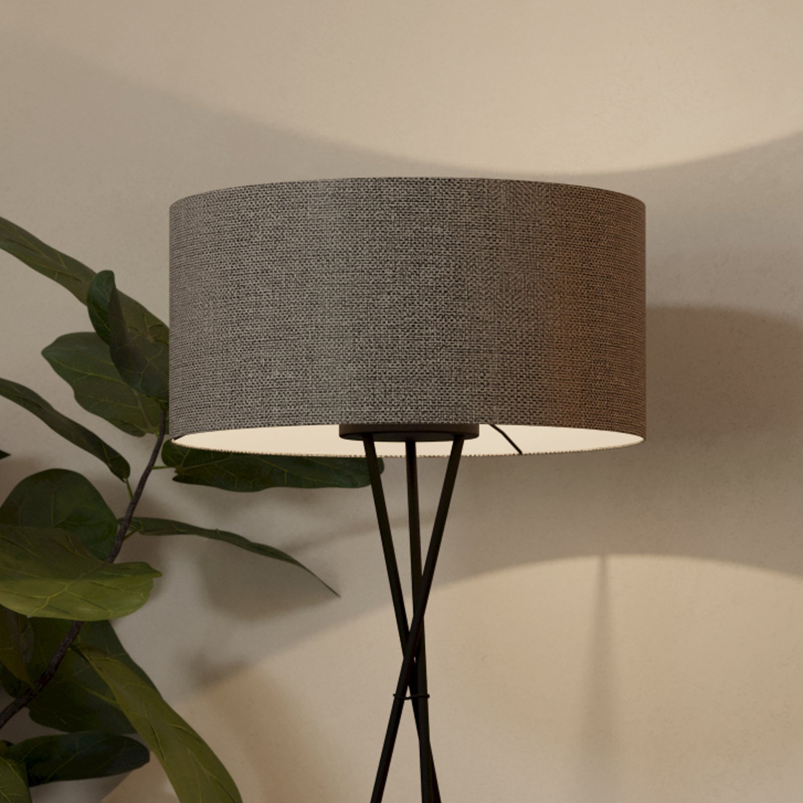 Fondachelli floor lamp with grey linen shade
