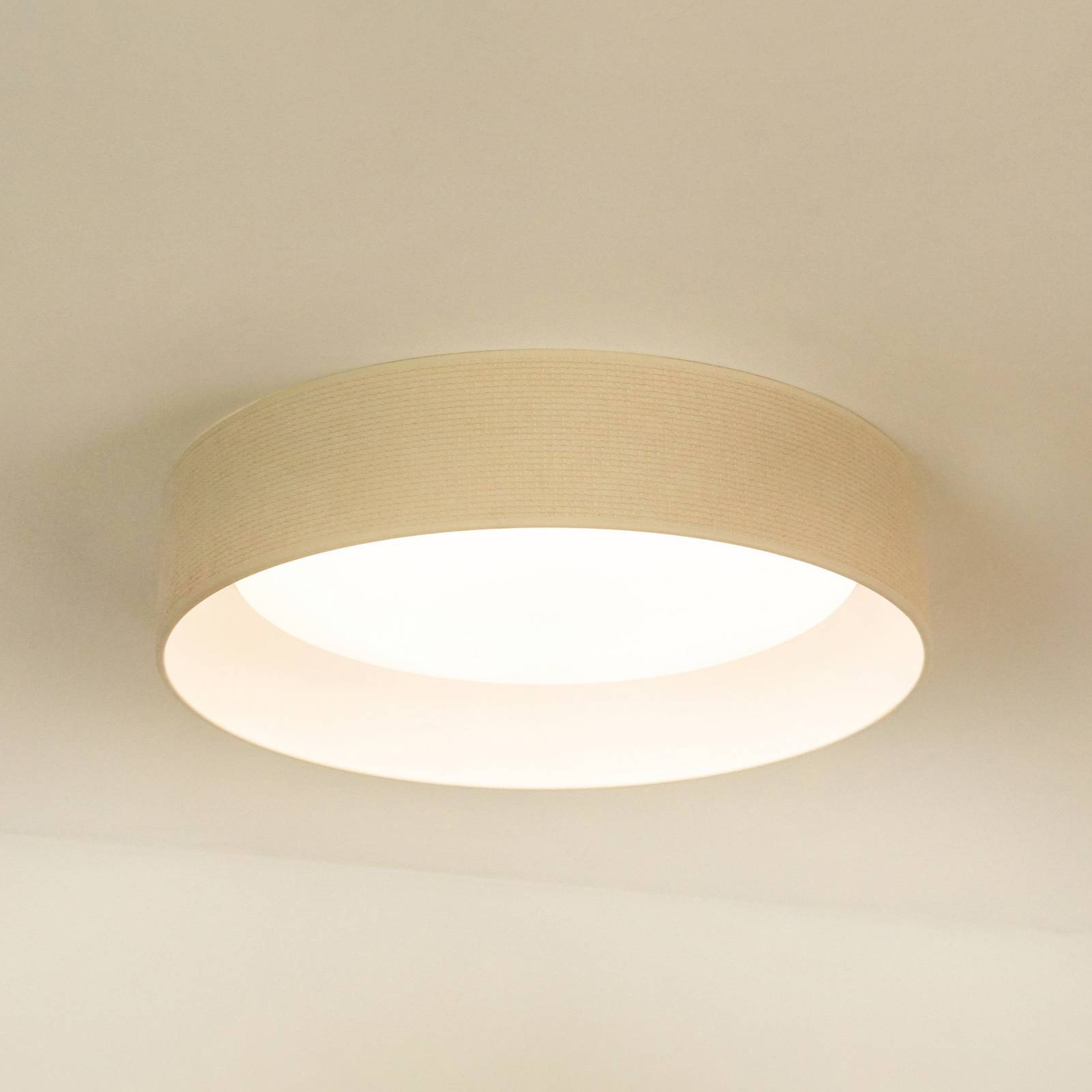 Lampa sufitowa LED Plafon, biały, tkanina, Ø 45 cm, ściemniany 3-stopniowo