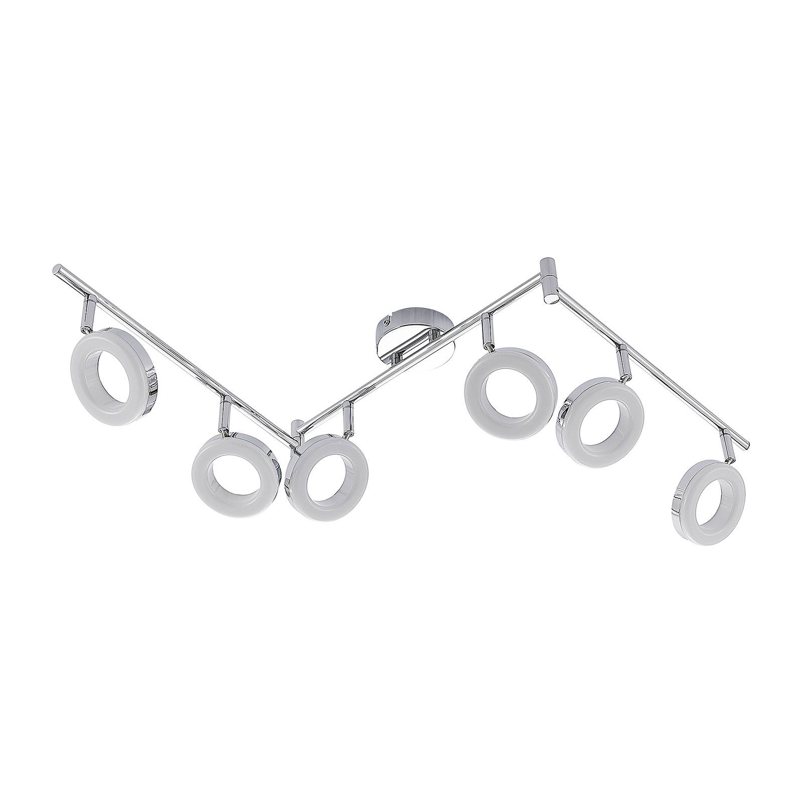 ELC Tioklia LED ceiling lamp, chrome, six-bulb - Living / Dining Room - Ceiling Light - Modern - Silver