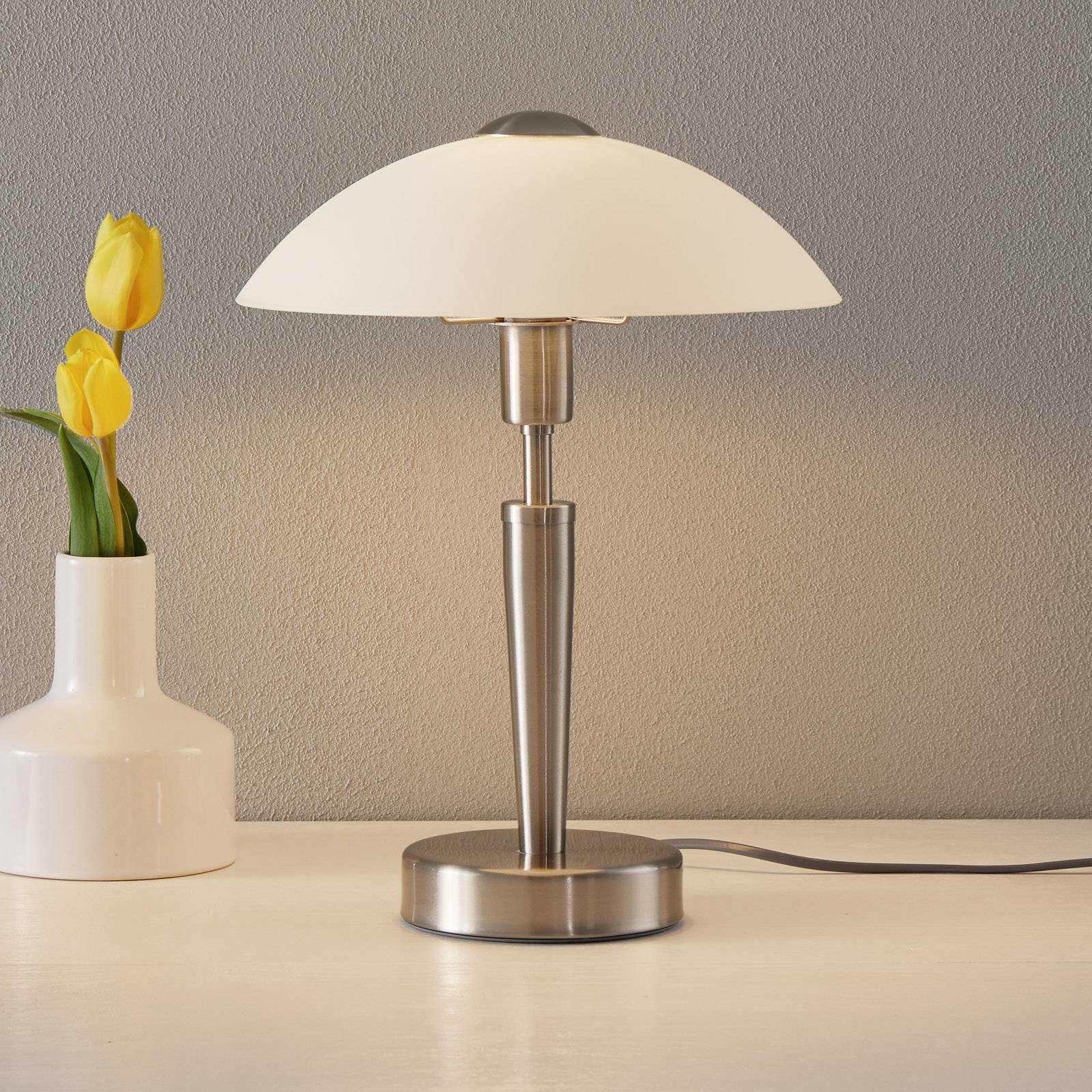 EGLO Lampe de chevet Solo 1 nickel blanche