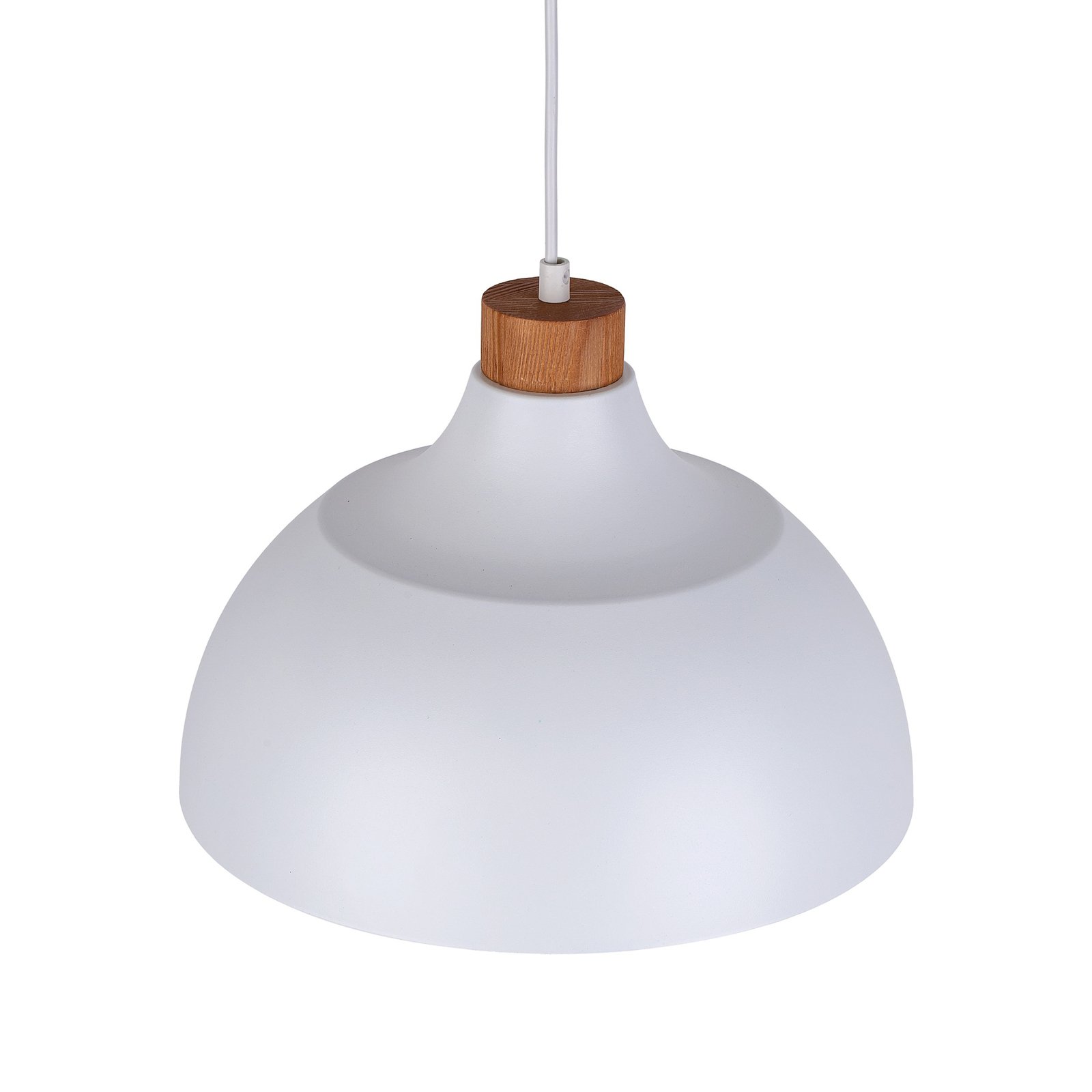 Envostar hanglamp Kaitt, houtdetail, Ø 34 cm, wit