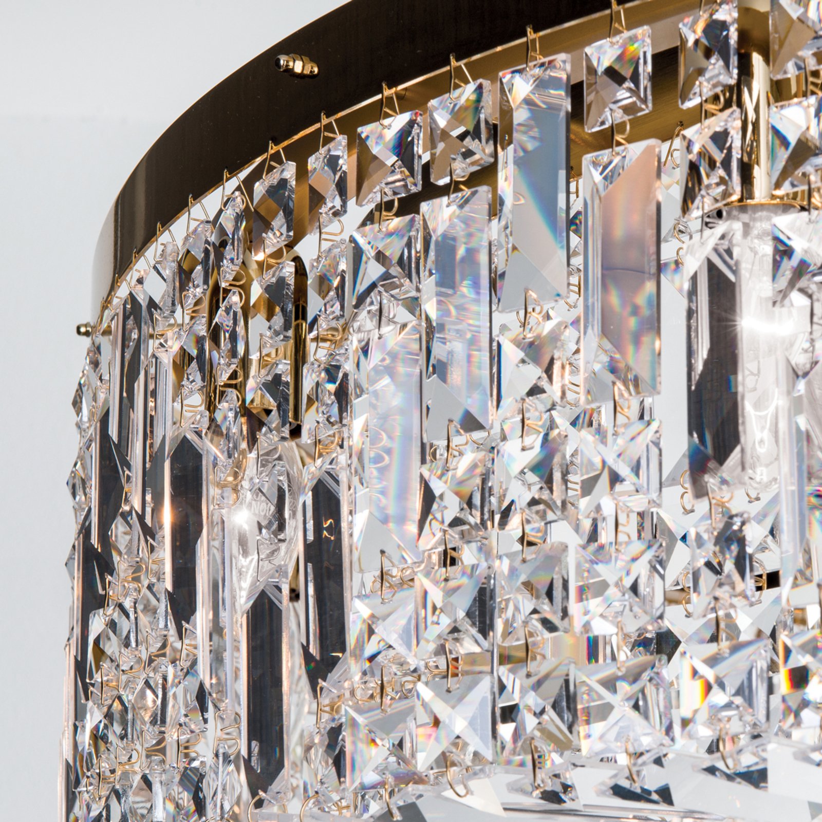 Kryształowa lampa wisząca RING, 110 cm, złota