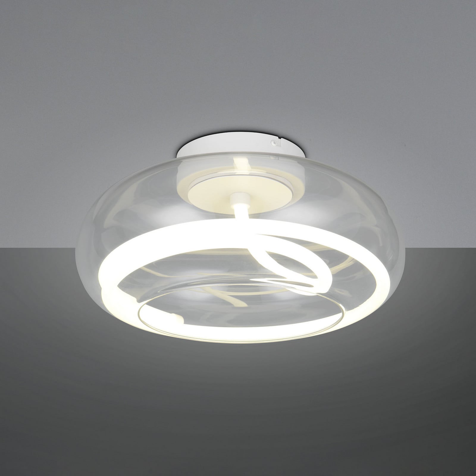 Trio Lighting Plafonieră LED Tarsia alb mat Ø 40 cm sticlă - Camera de zi / sufragerie - Modern