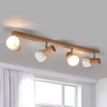 in Holz-Design LED-Deckenlampe natürlichem Sunniva