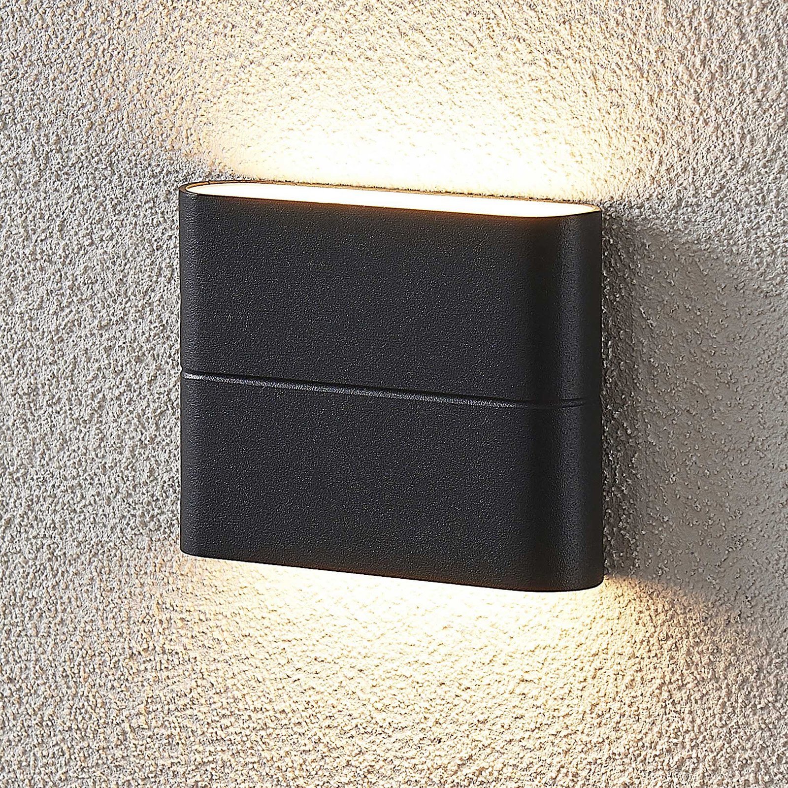 Salka LED outdoor wall light, dark grey, 11.5 cm, Lampenwelt.com, die-cast aluminium, polycarbonate, 3.2 W, energy efficiency: A+, W: 11.5 cm, H: 9 cm