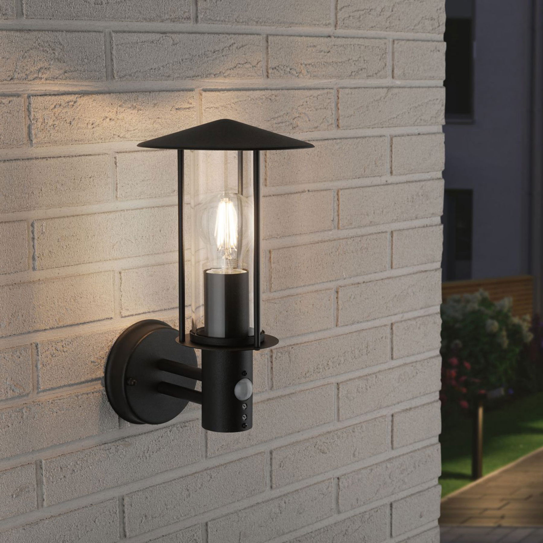 Paulmann Classic outdoor wall light with sensor, metal, glass, E27, 15 W, energy efficiency: A++, W: 17.3 cm, H: 32.7 cm