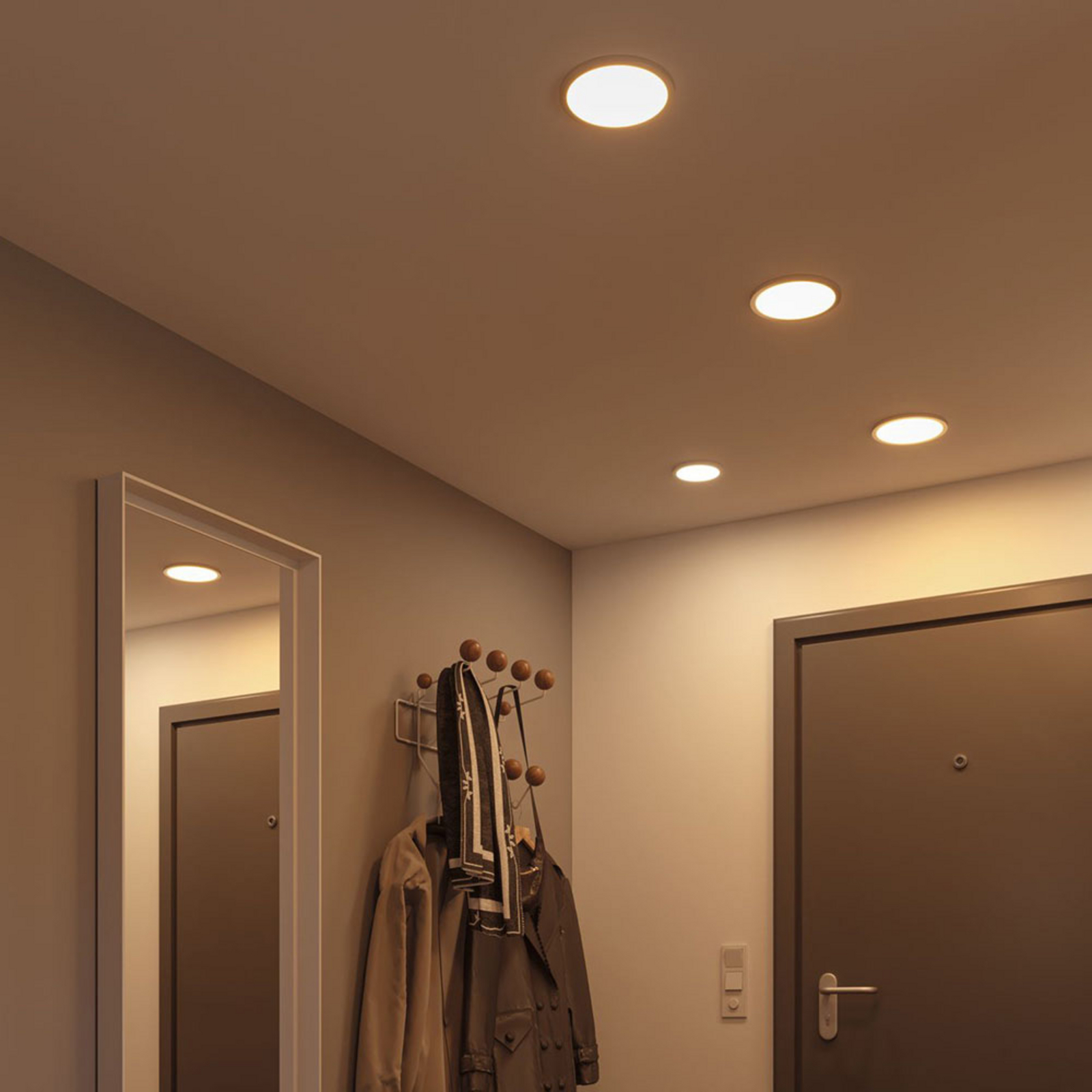 Paulmann Areo LED panel 3,000K round white 17.5cm, for Living / Dining Room, plastic, 13 W, energy efficiency: A+, H: 1.2 cm