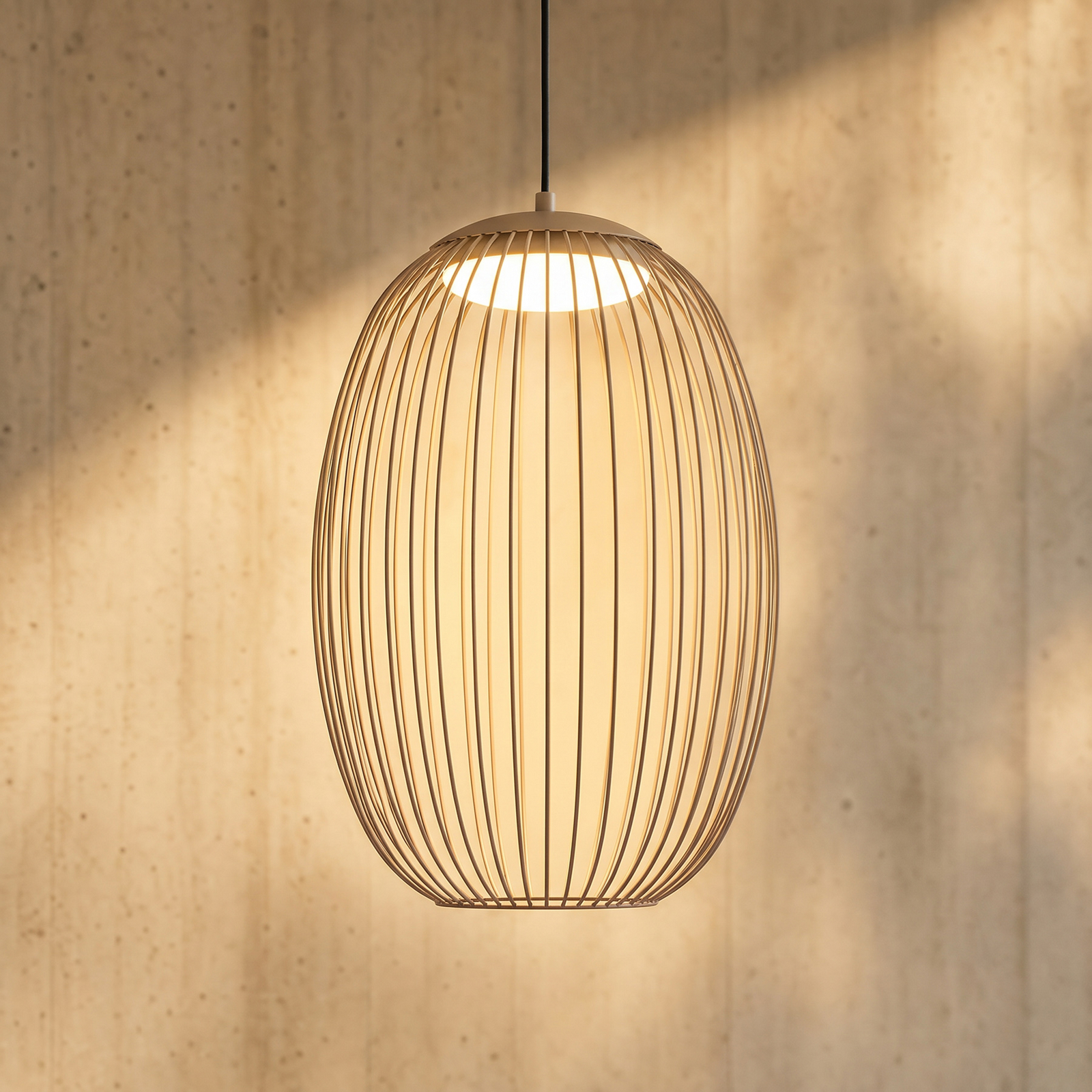 Lucande Richi LED-riippuvalaisin, beige, 40 cm, himmennettävä