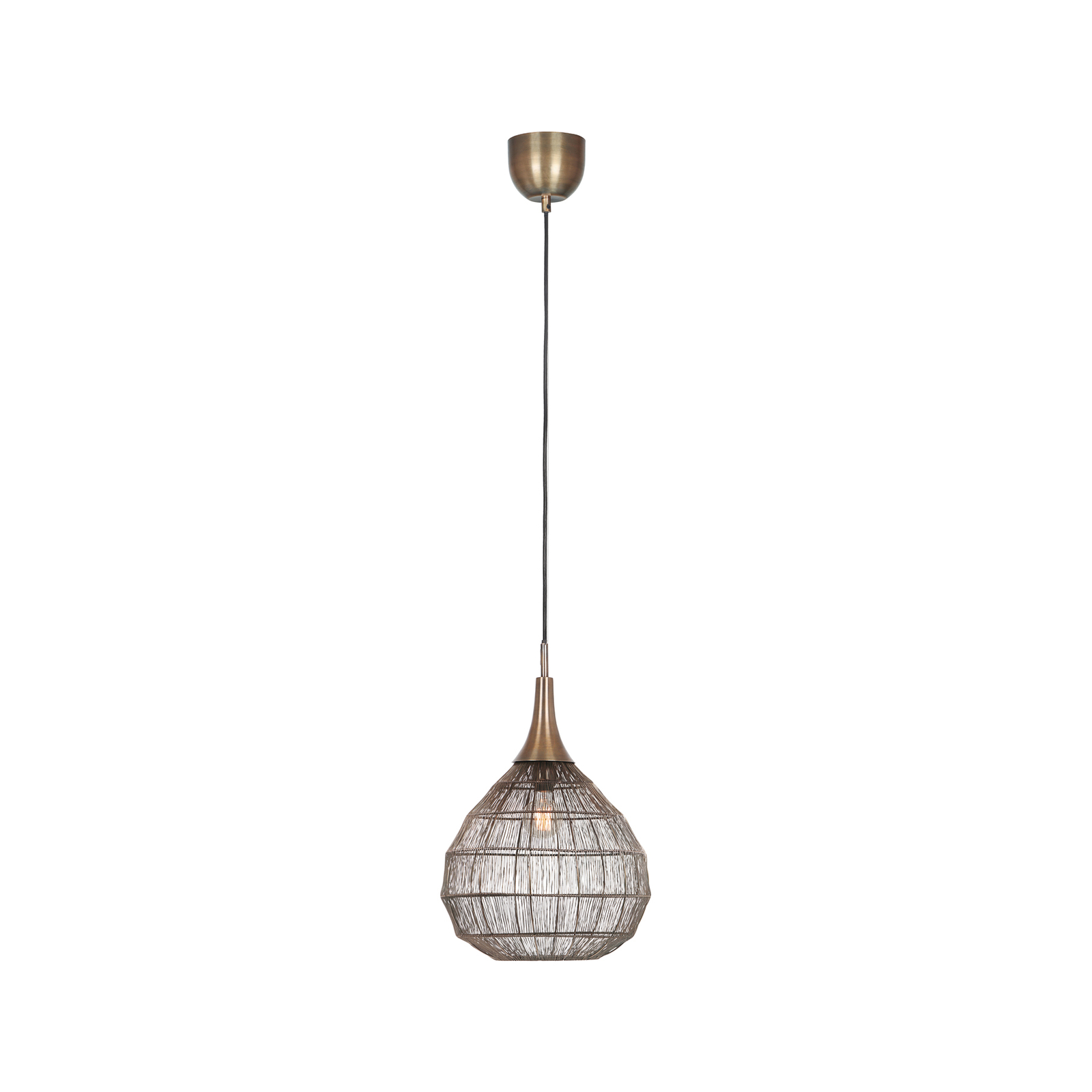 Soraya pendant light, Ø 42 cm, metal, antique brass, spherical shape