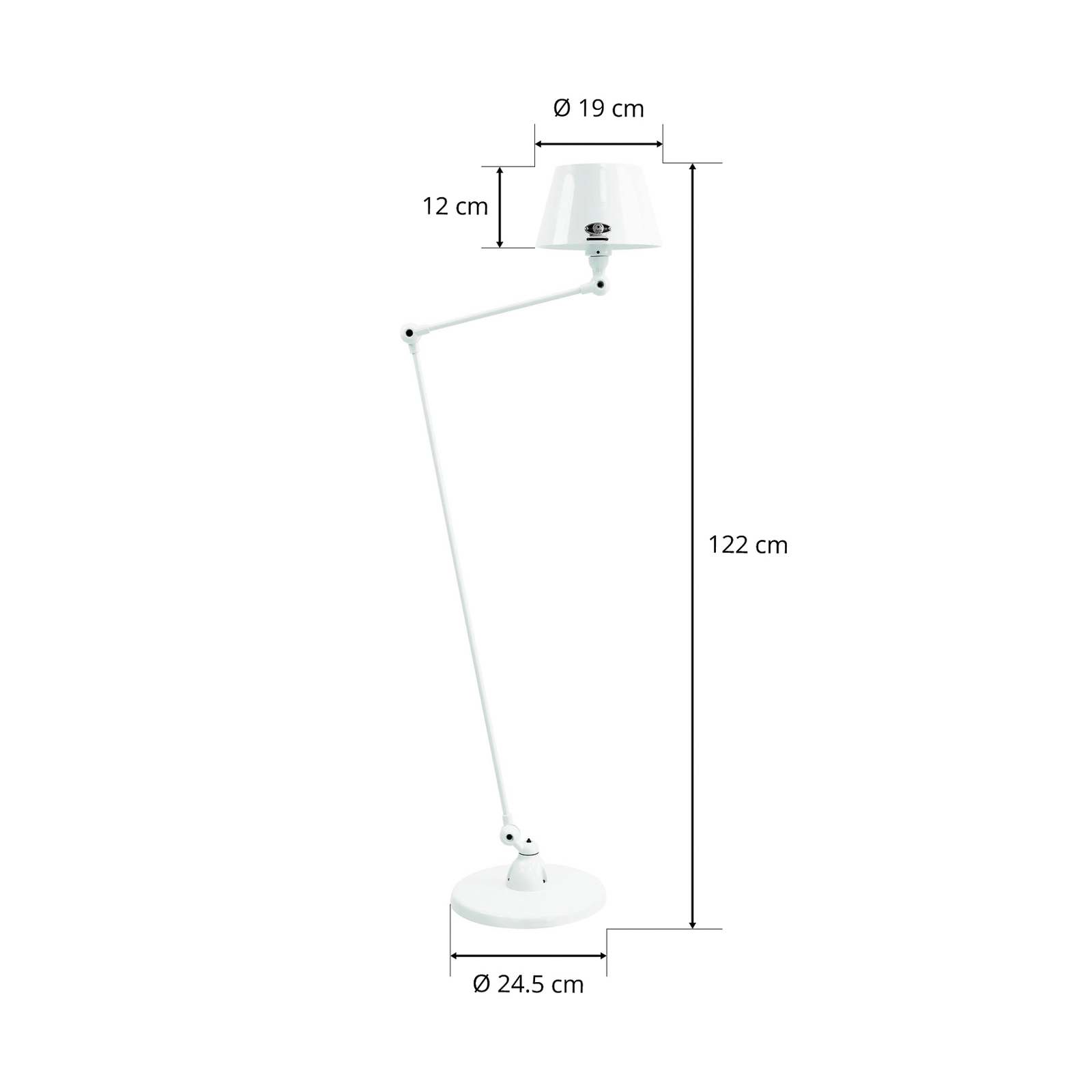 Jieldé Aicler AID833 80+30 cm lampadaire, blanc