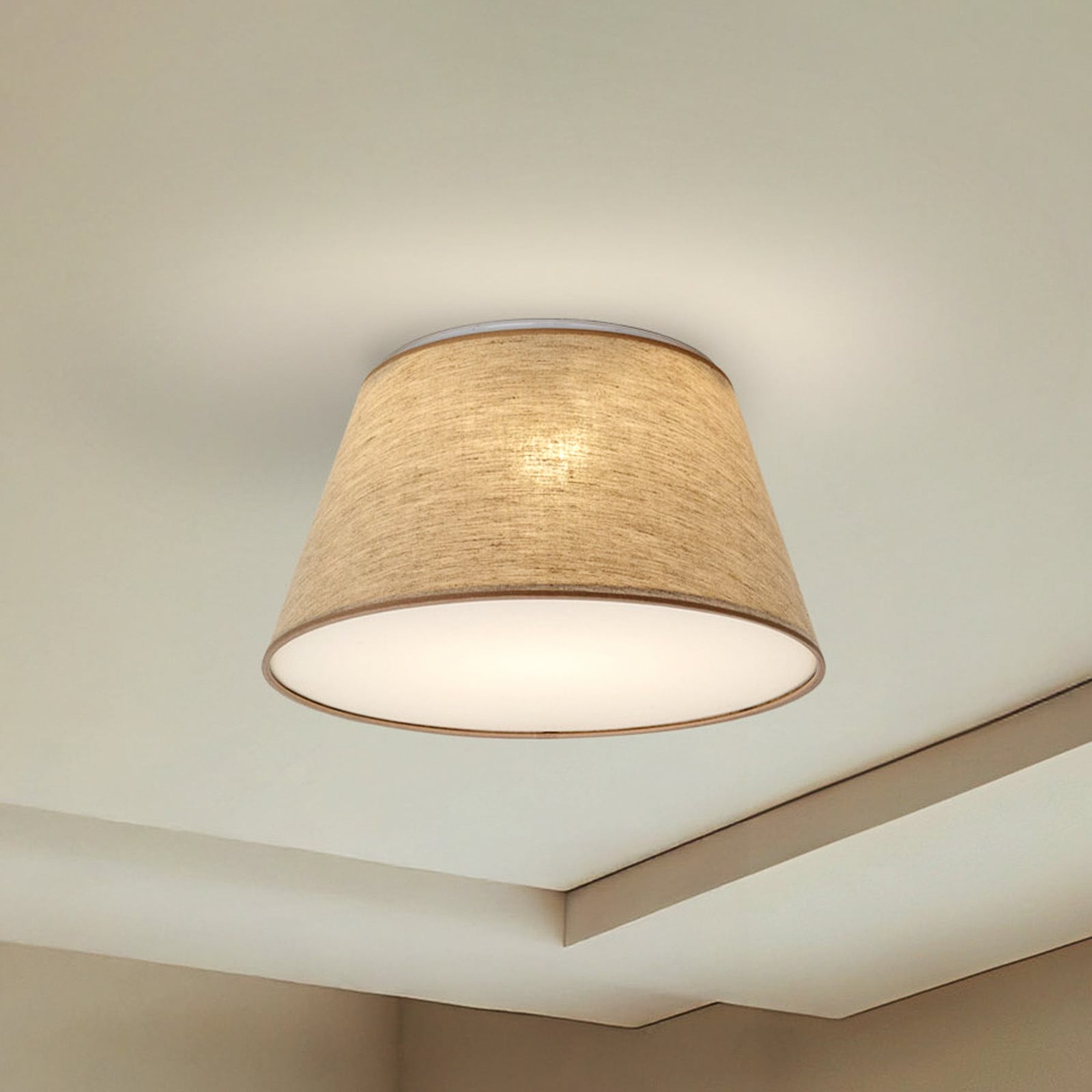 Plafondlamp Formo, beige, linnen, Ø 38 cm, E27