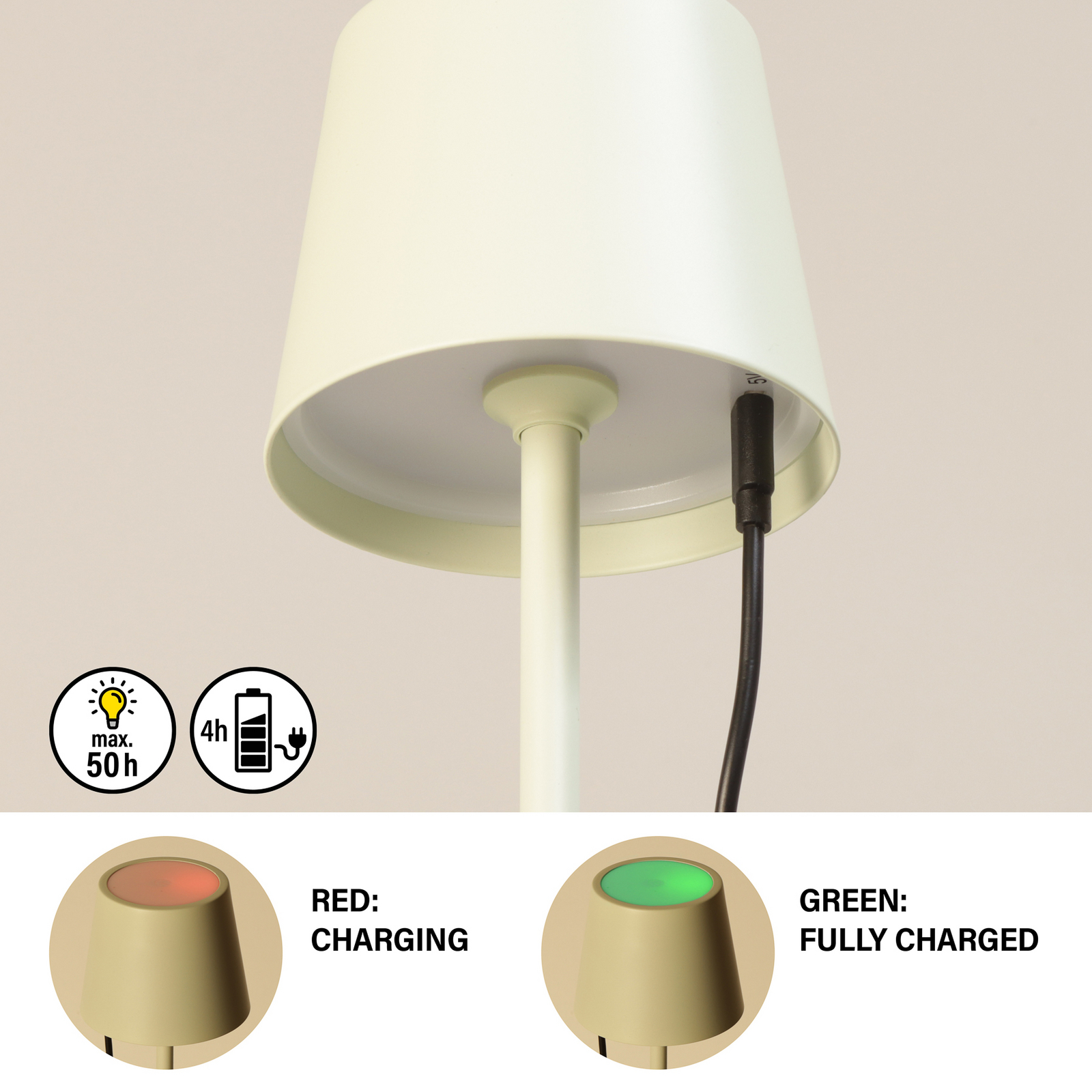 Lampa de masă cu LED și baterie Roxi, verde mentă, metal, IP54, dimabil Lampa de masă cu LED și baterie Roxi, verde mentă, metal, IP54, dimabil