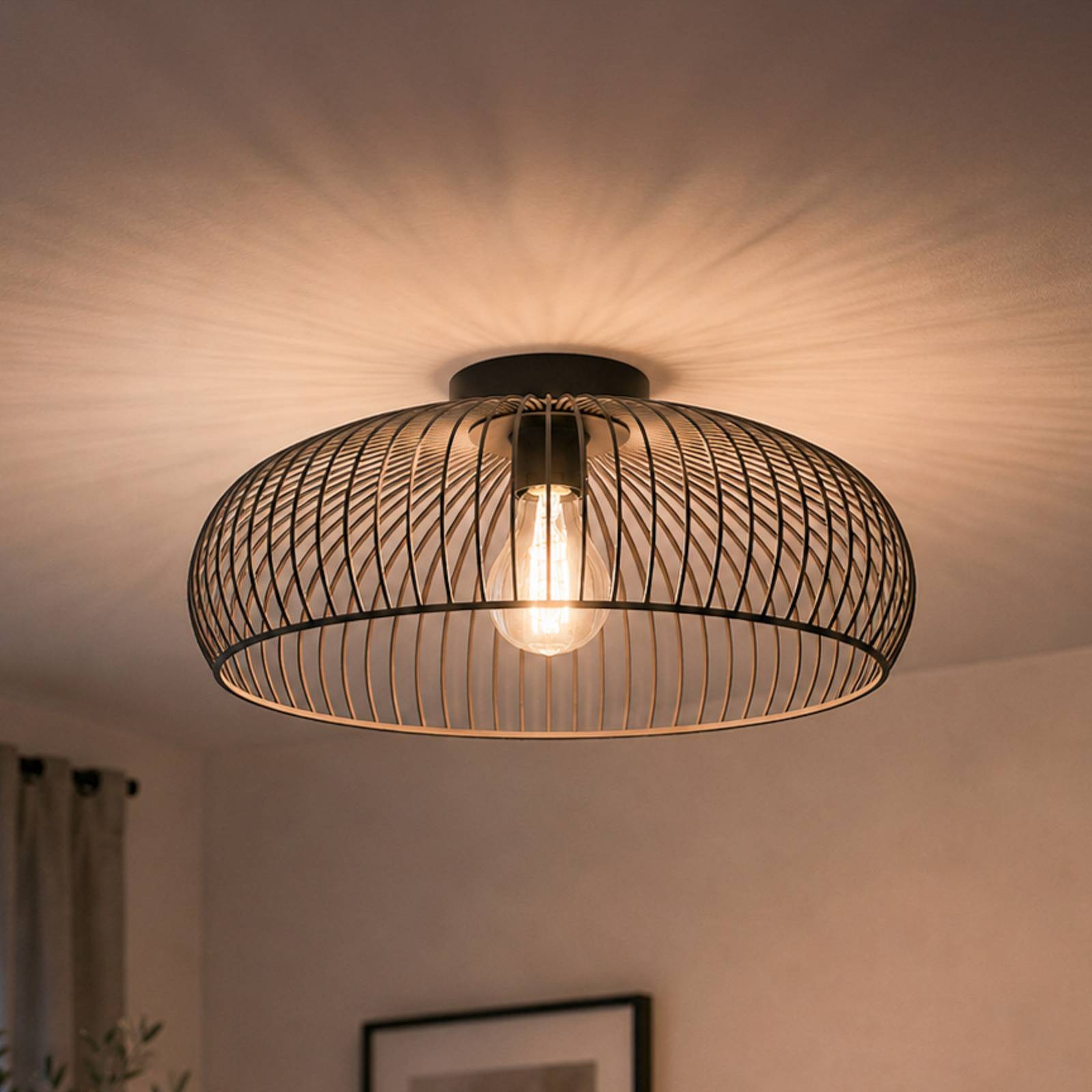 Lampa sufitowa EGLO ALMANZORA, średnica 43 cm, czarna, E27, metal