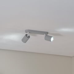 Downlight Livia, gris, 35 cm, 2 luces, metal, GU10