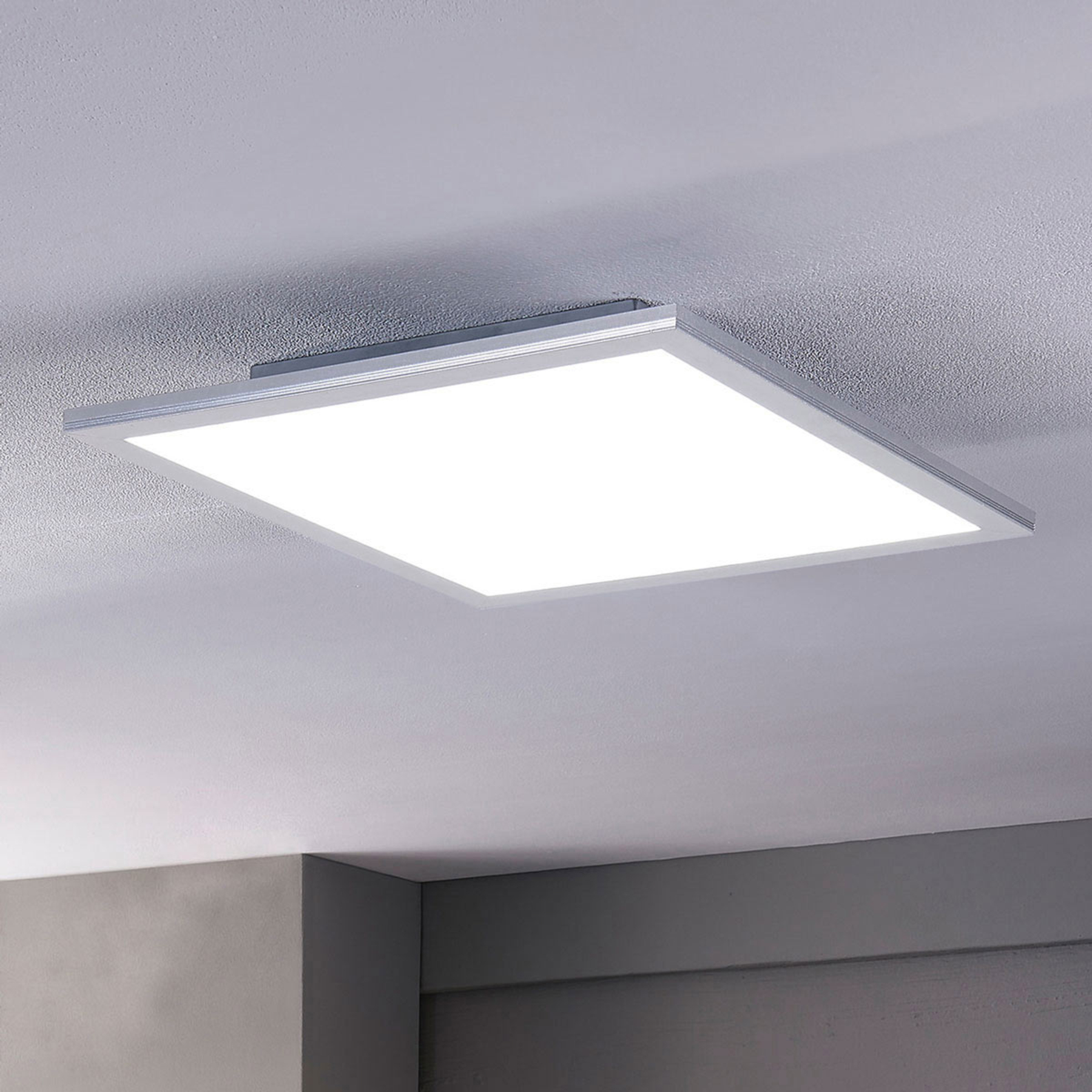 Lindby Livel LED panel, CCT, 40 cm x, for Kitchen, PMMA, aluminium, 27 W, energy efficiency: A+, L: 40 cm, W: 40 cm, H: 5.2 cm