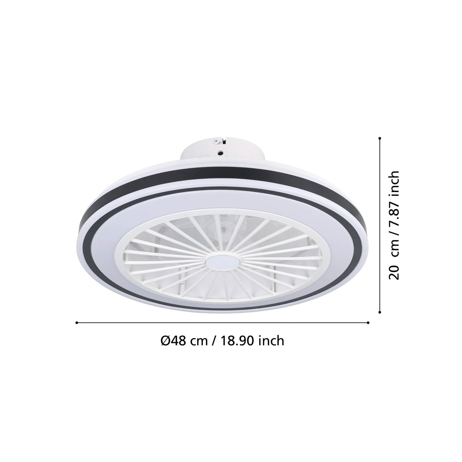 Ventilateur de plafond Almeria LED CCT, blanc/noir