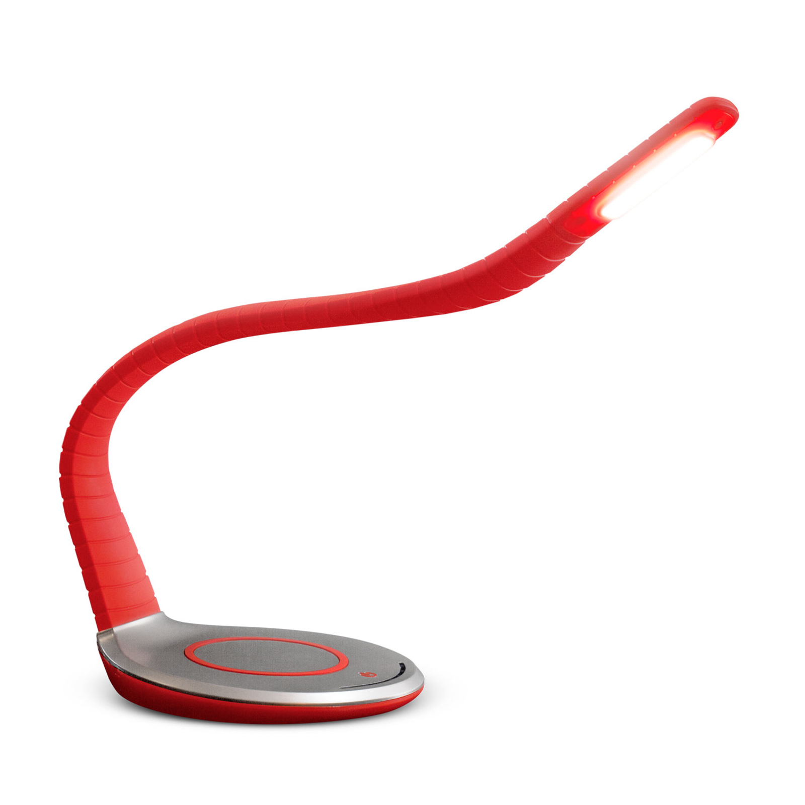 TRAE Luni LED table lamp, Qi, 5,000 K red