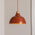 Envostar Suspension Kaitt, détail en bois, Ø 34 cm, rouge brique