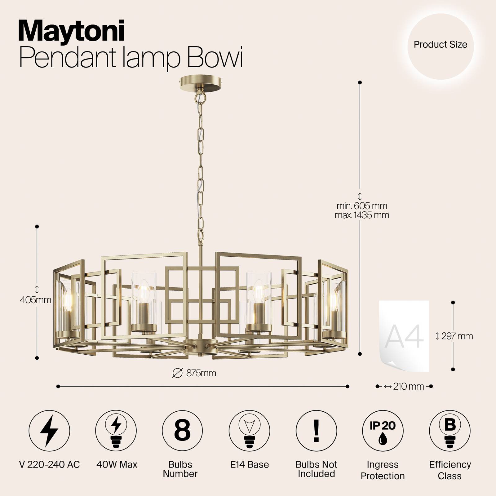 Maytoni żyrandol Bowi, Ø 87,5 cm, kolor złoty, 8 x E14