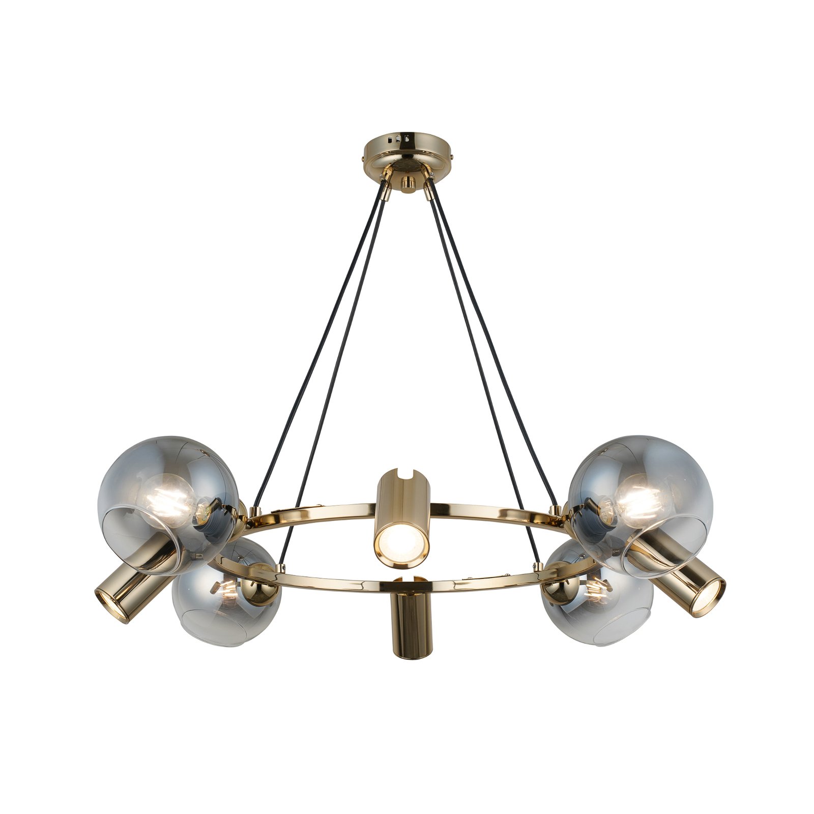 Hanglamp Zerde 4+4, Ø 82 cm, goud, 8-lamps