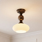 Plafonnier Bolero, noir et or, crème, acier, verre, E27