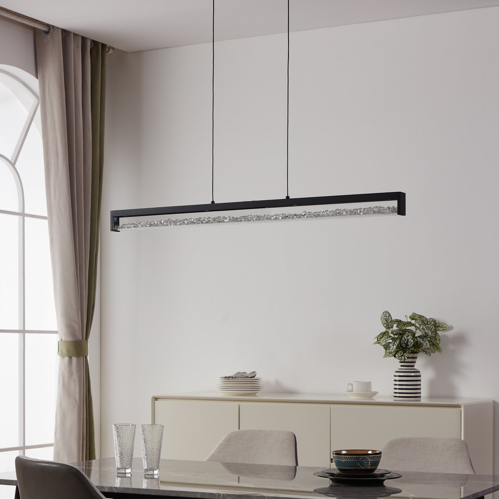 Candeeiro suspenso LED Cardito Tunable branco 100cm preto