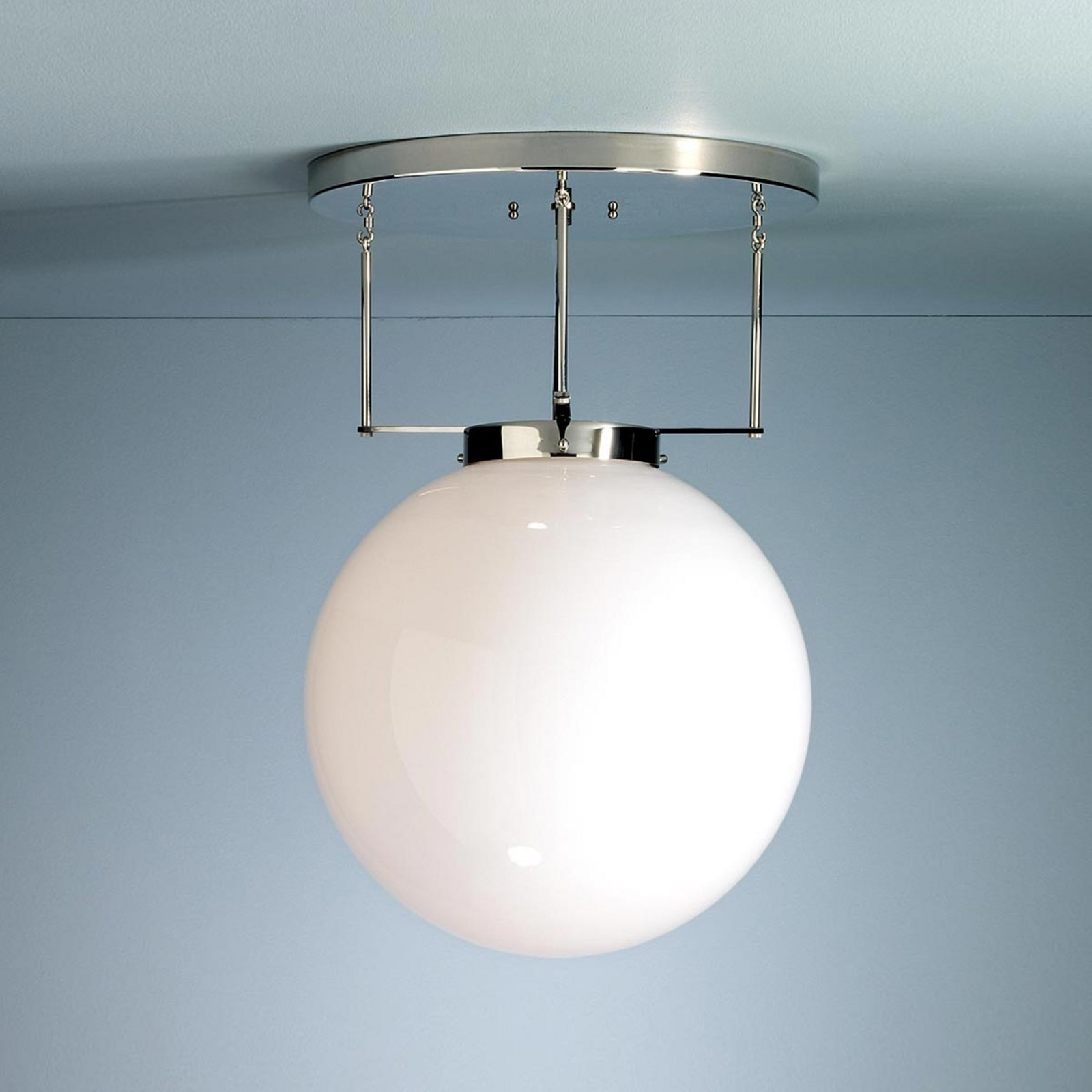 TECNOLUMEN DMB 26 plafonieră nichel 35 cm - Camera de zi / sufragerie - design - alb-opal nichel - Sticlă