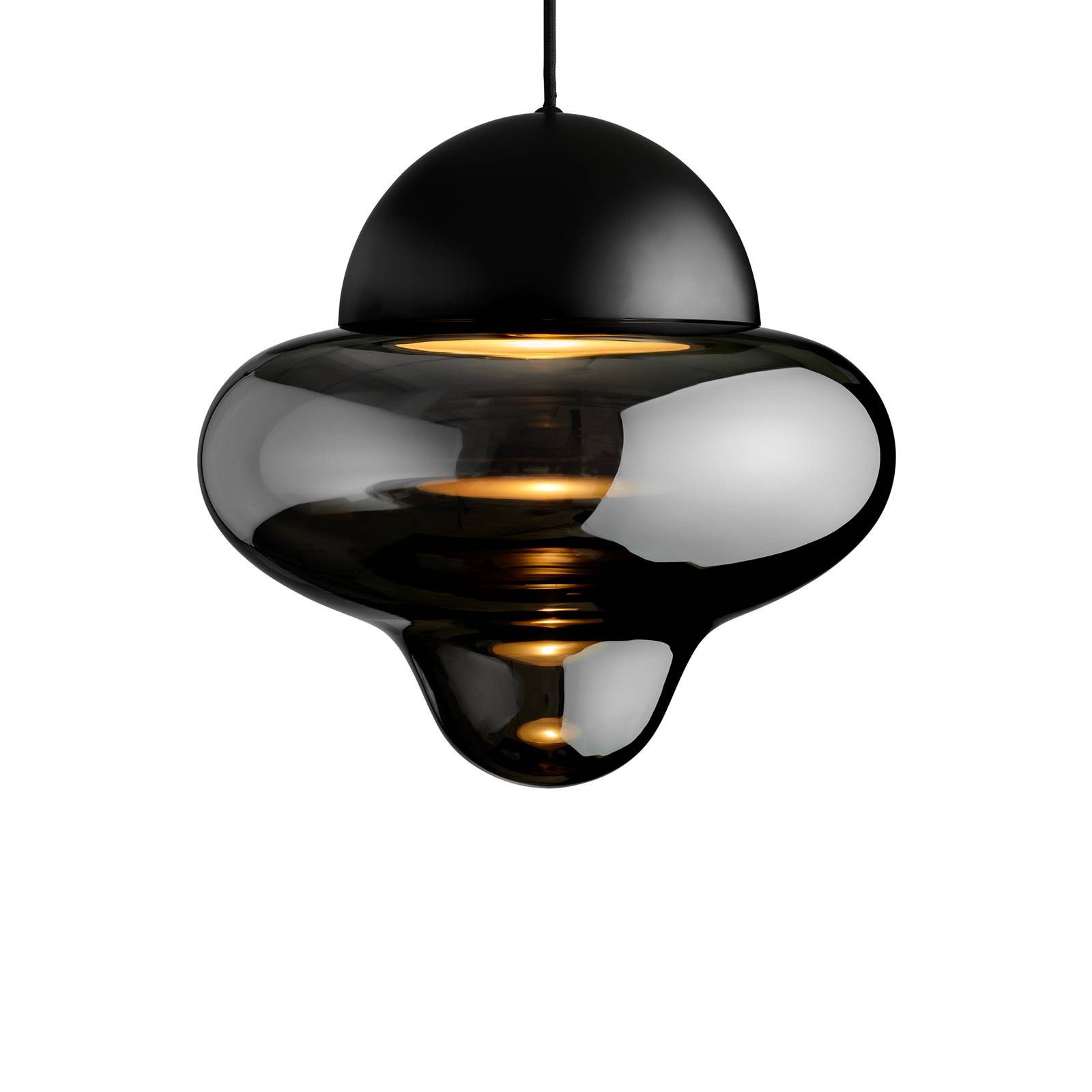 E-shop LED závesné svietidlo Nutty XL, dymová sivá / čierna, Ø 30 cm