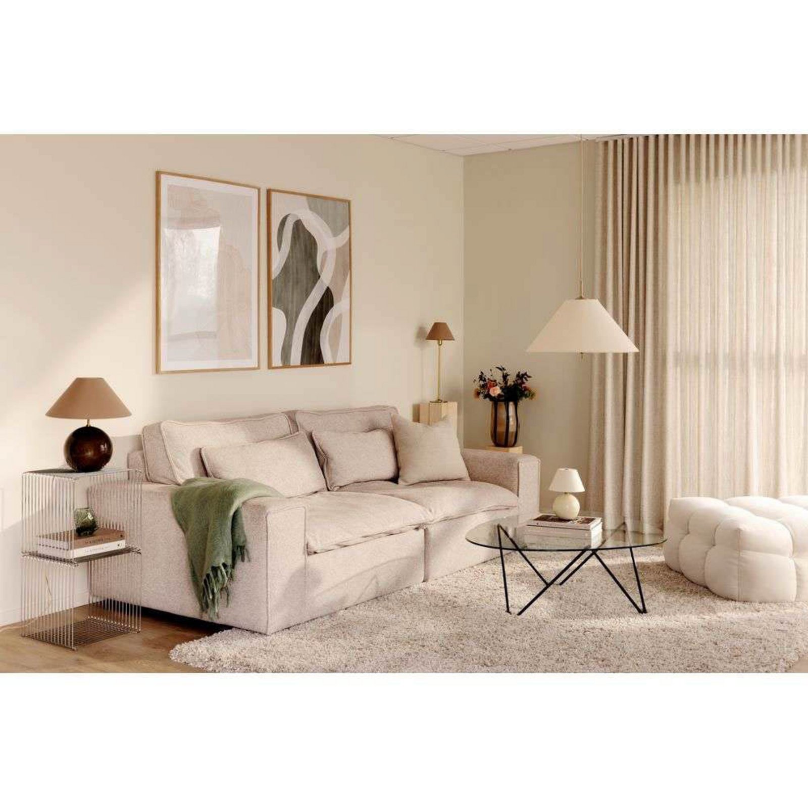 Globen Lighting Hängeleuchte IRIS, creme, Ø 50 cm