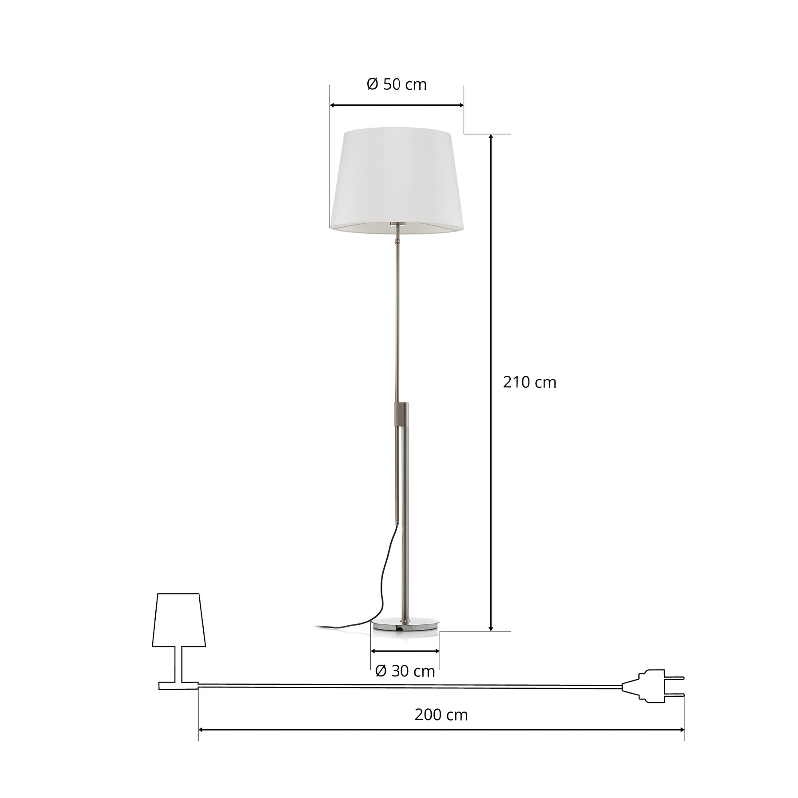 Rothfels Phelandis lampadaire variateur nickel