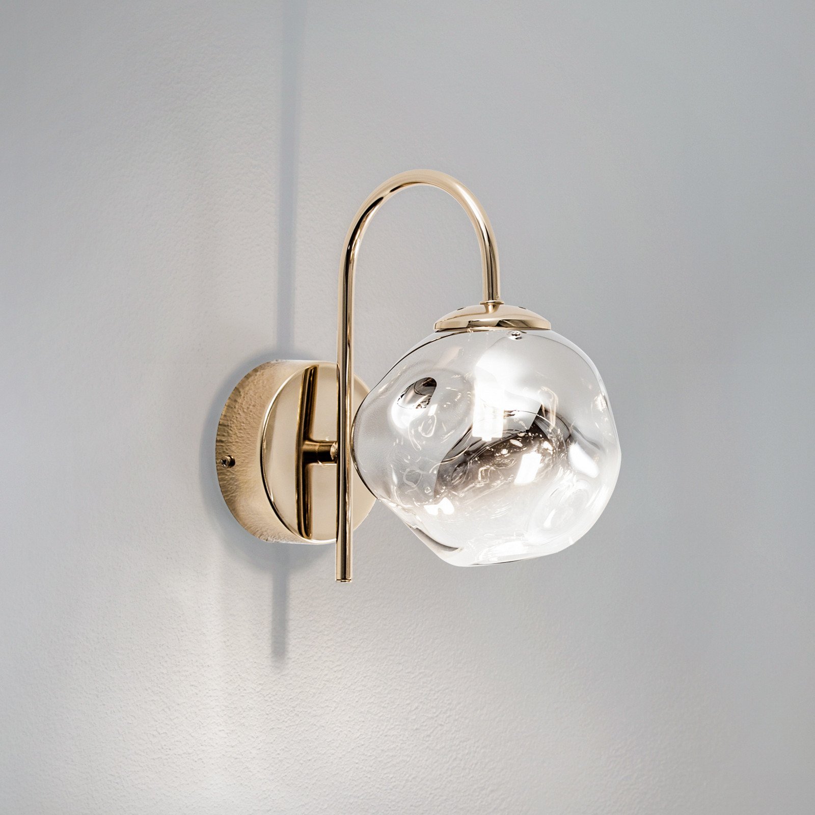 Lucea Aplică de perete Herman culoare aurie înălțime 23 cm sticlă fier - Camera de zi / sufragerie - modern - gri fum auriu