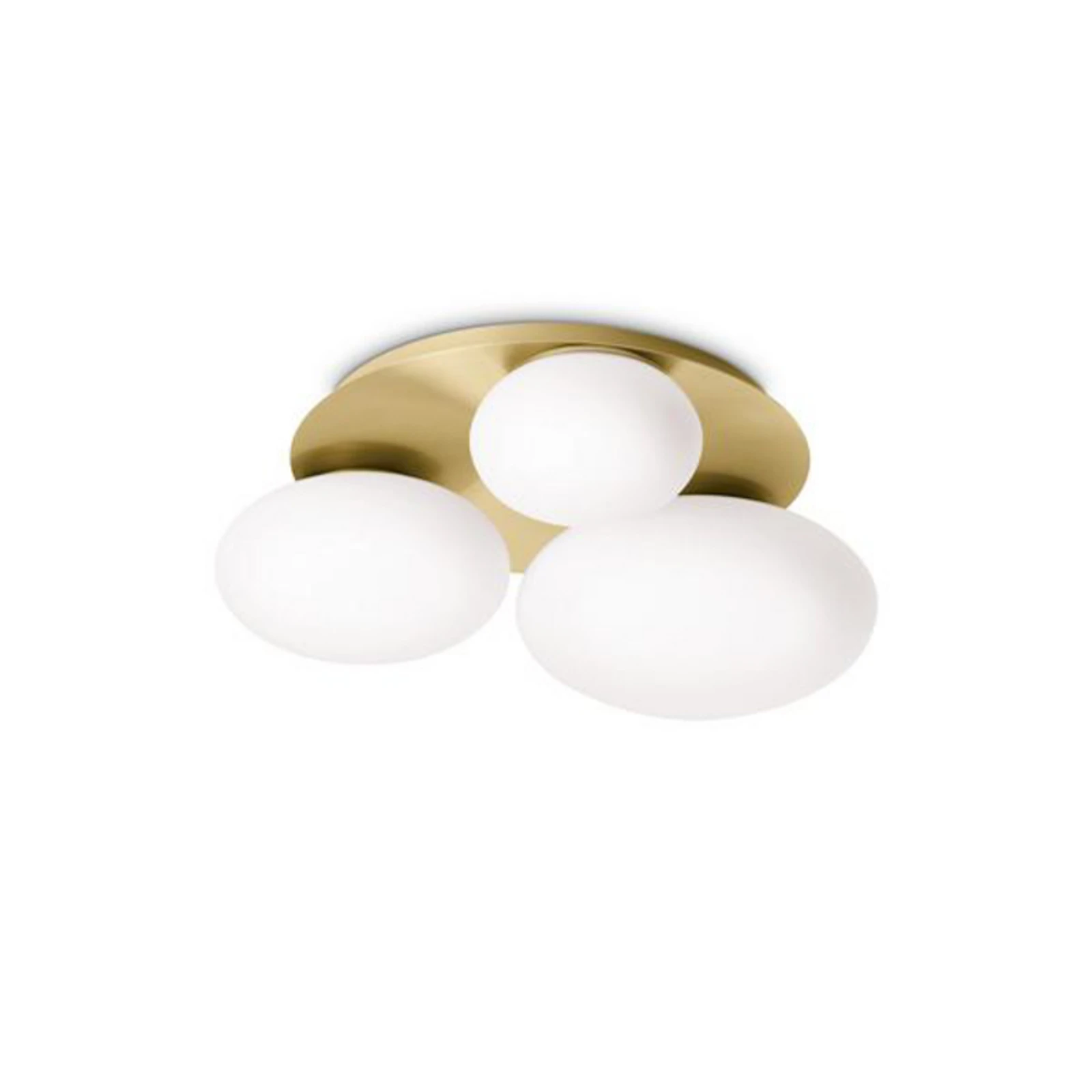 Ideal Lux Ninfea ceiling lamp, brass-coloured, opal glass, 3-light.