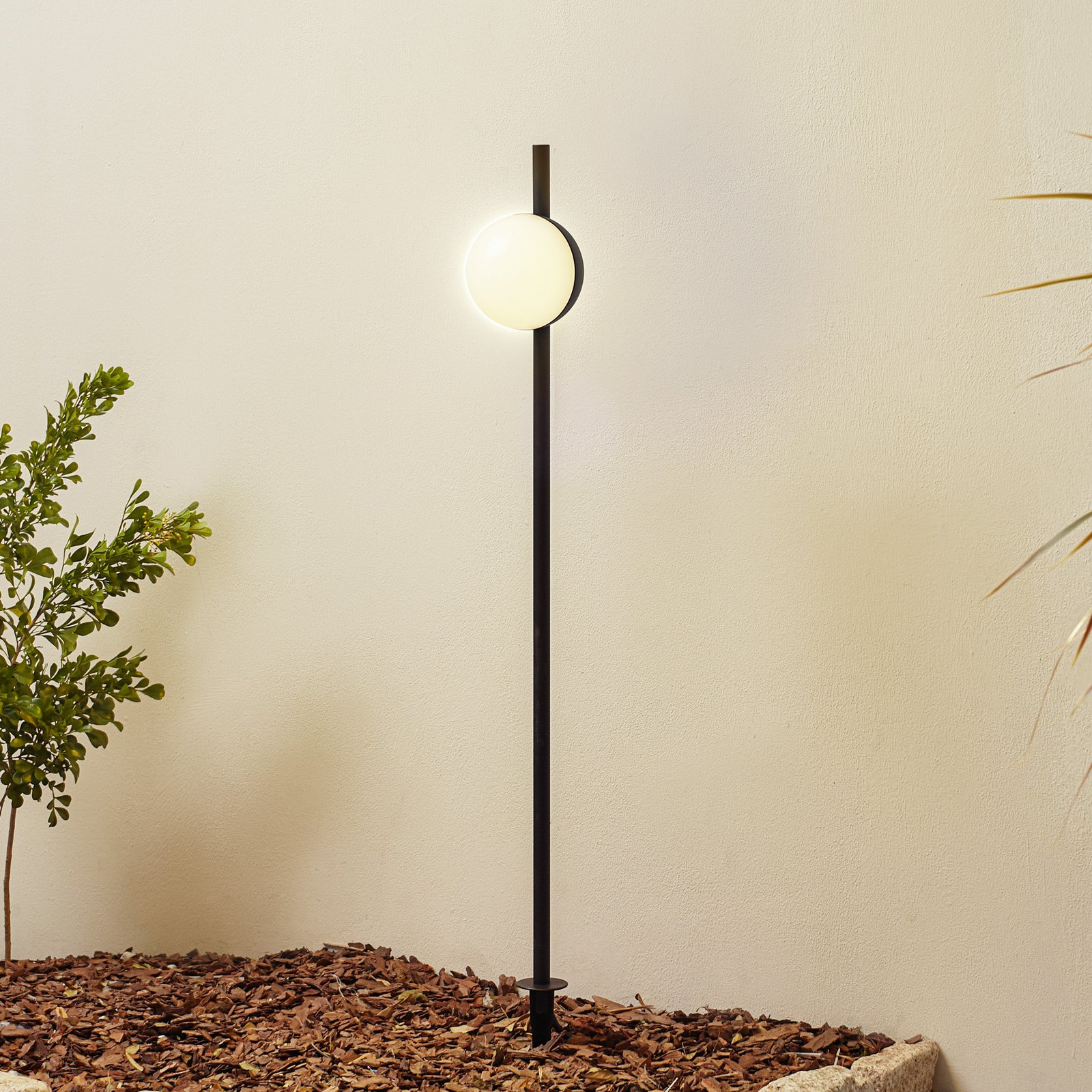 Lampada con picchetto a terra Lindby LED Darleen, grigio, alluminio, Ø 10