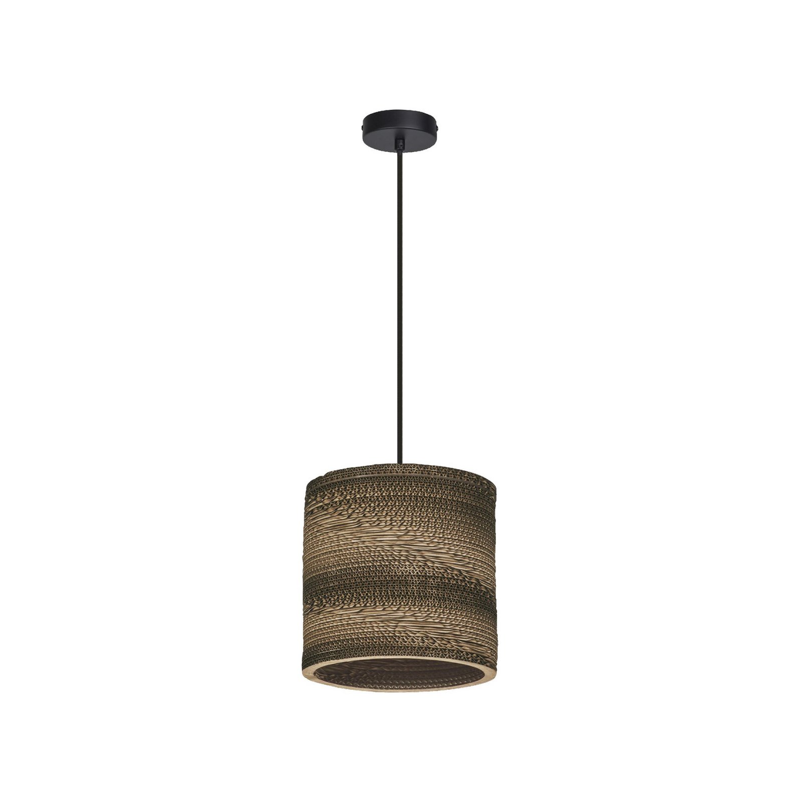OSRAM hanging light CYLINDER, 1-bulb, brown, Ø 25 cm, corrugated cardboard