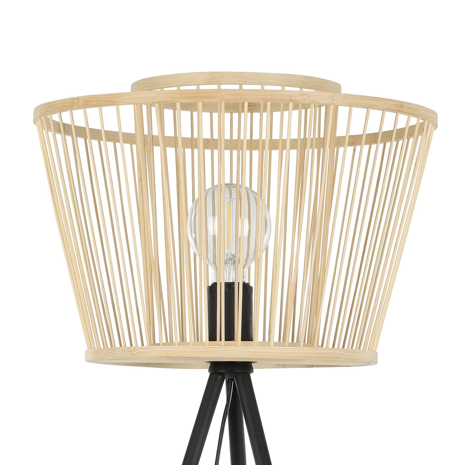 Подова лампа Hykeham, височина 129,5 cm, естествена/черна, бамбук