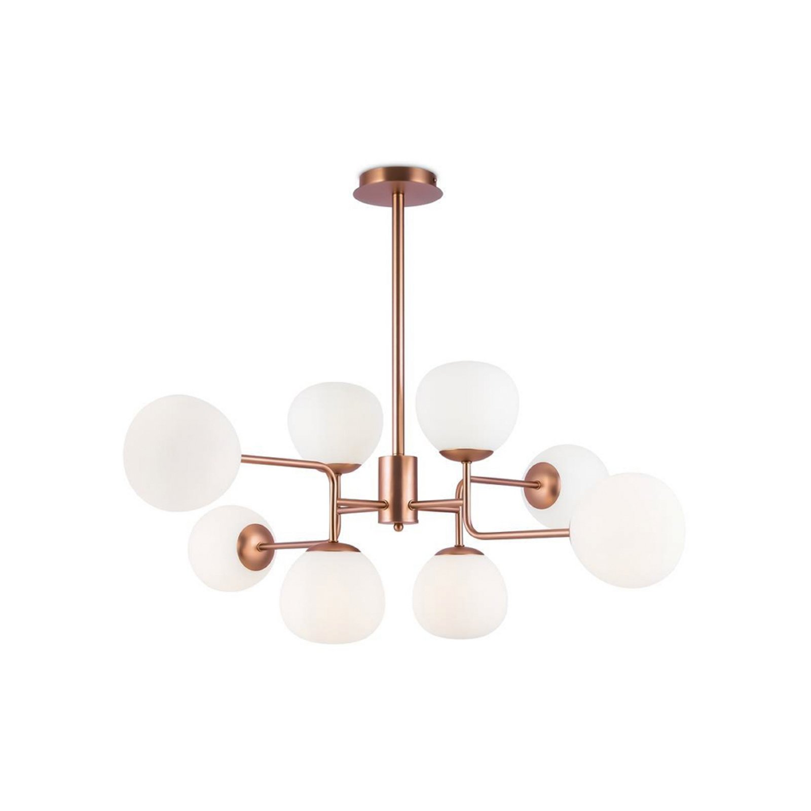 Maytoni Erich chandelier, brass rosé, glass/metal, 8-bulb