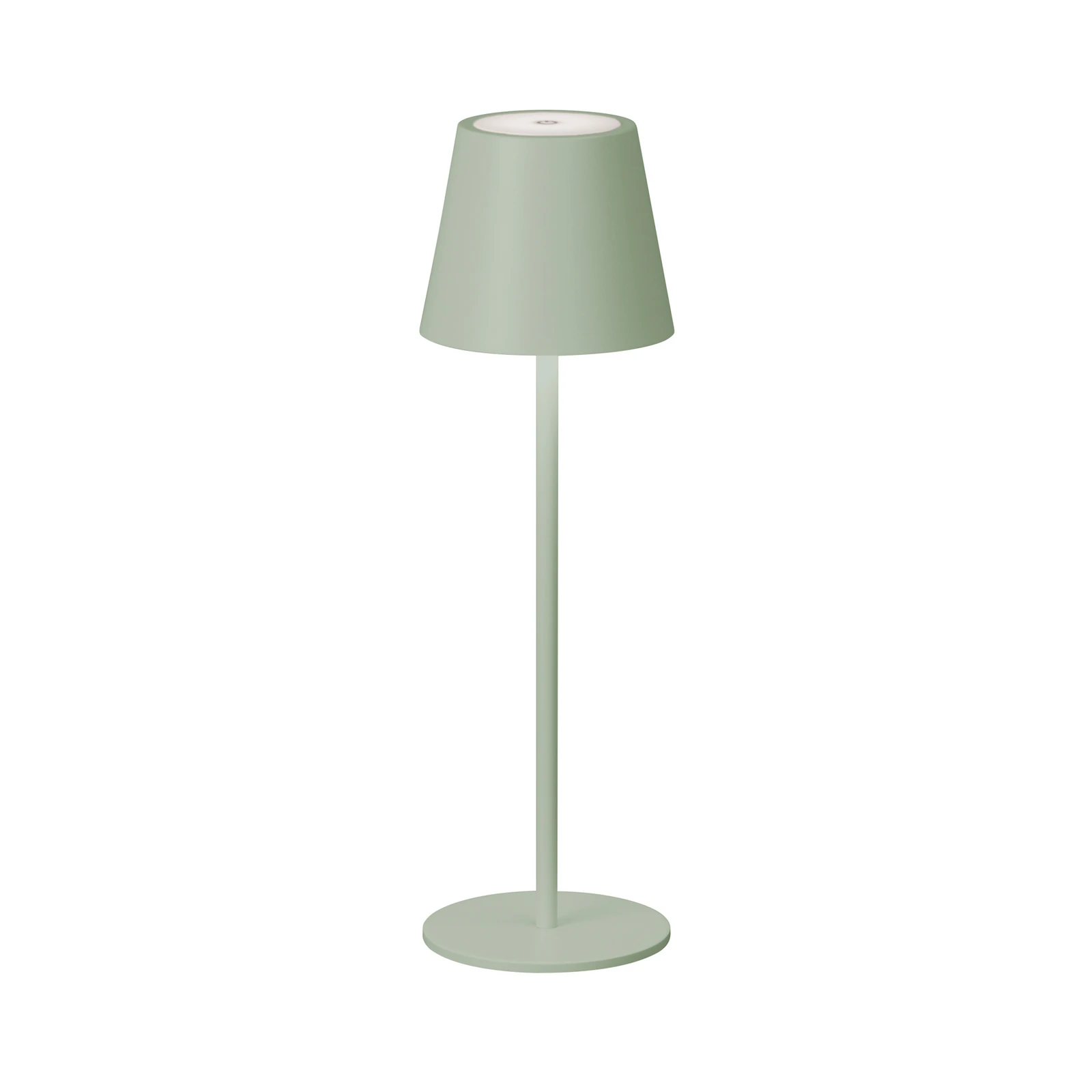 Lámpara de mesa LED recargable Viletto, verde salvia, IP54