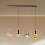 LED hanglamp Scarlett, kleurrijk, lengte 108 cm, glas, 4-lamps.