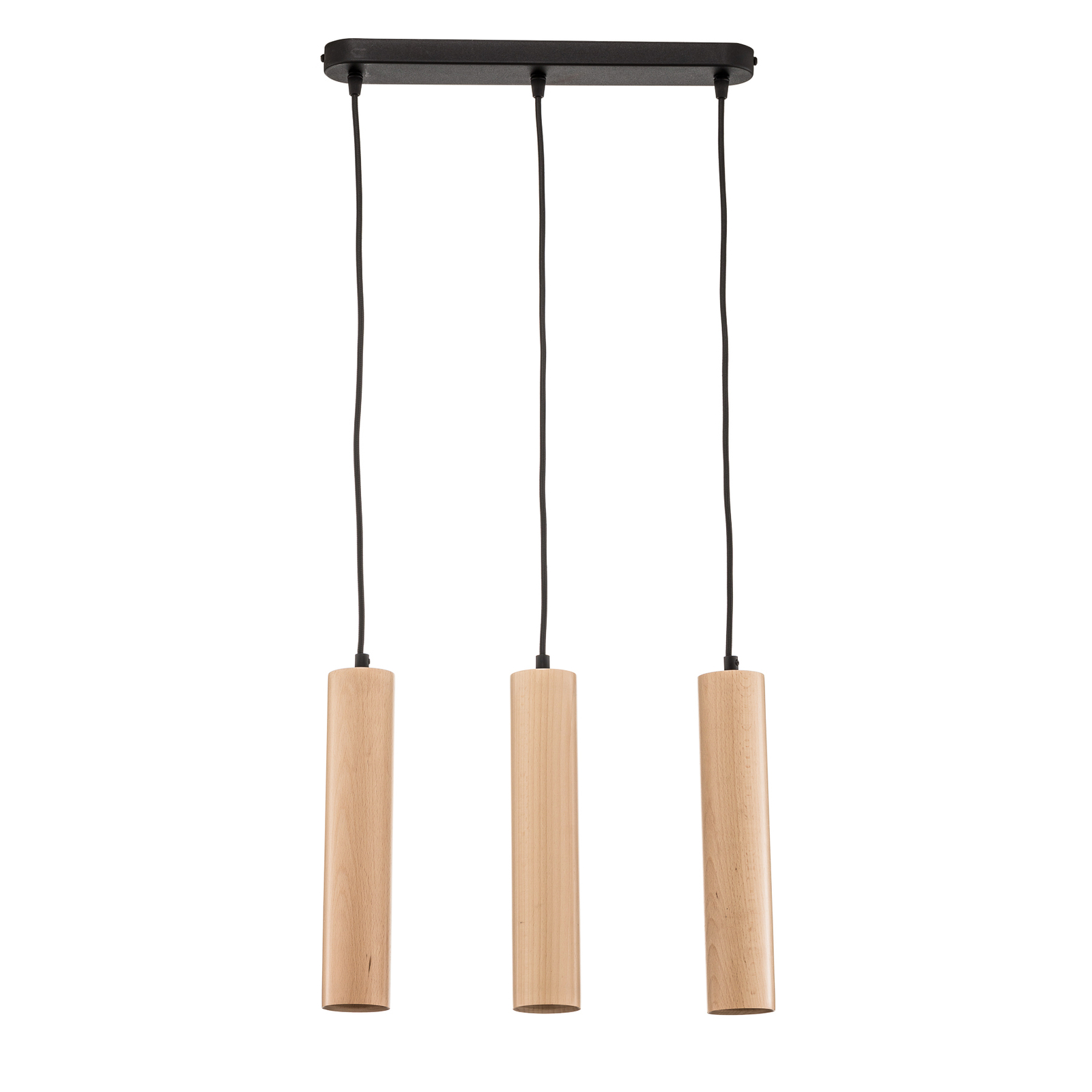 Hanglamp Tube van hout, 3-lamps