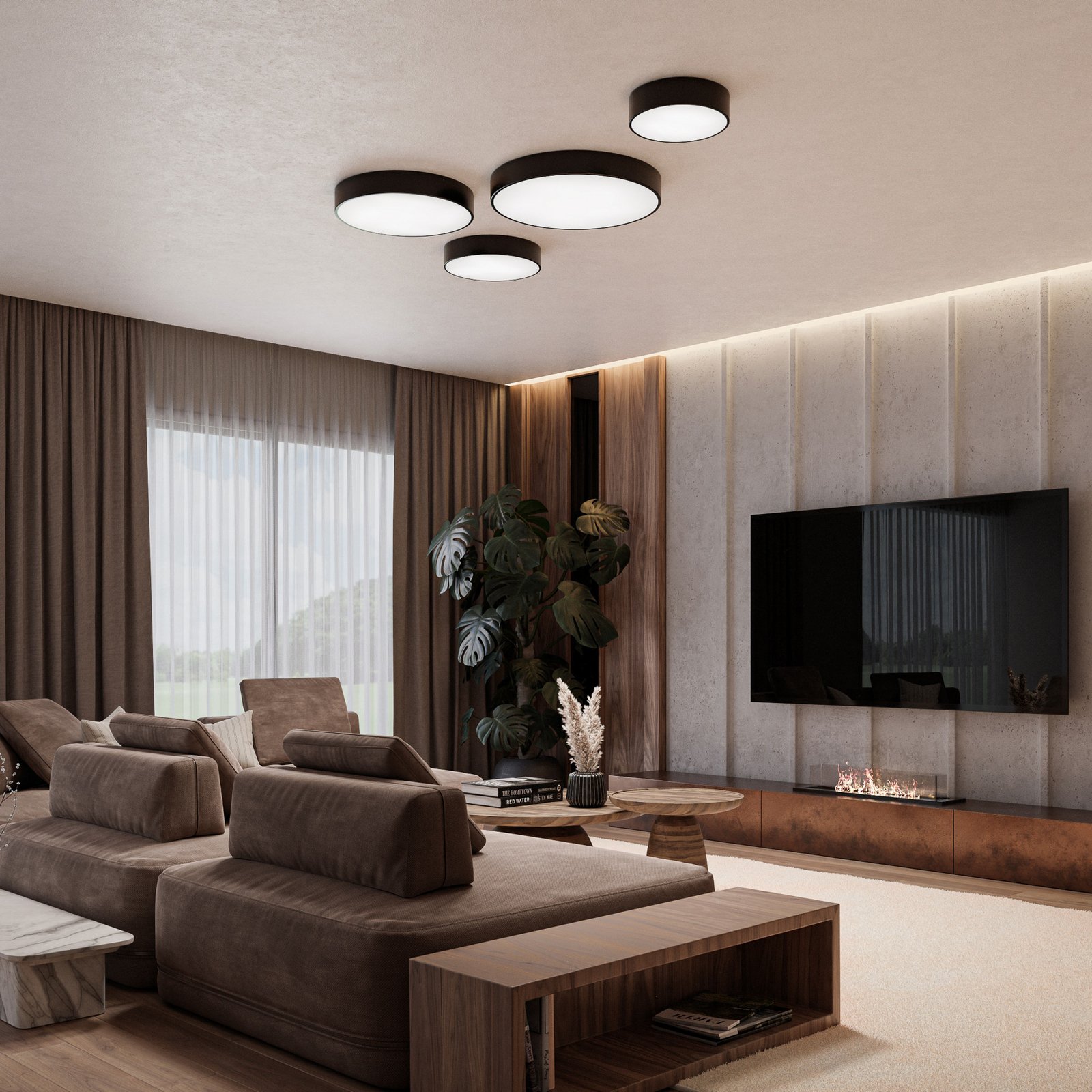 Deckenlampe Cleo 200, schwarz, Sensor, IP20, Ø 20 cm, E27