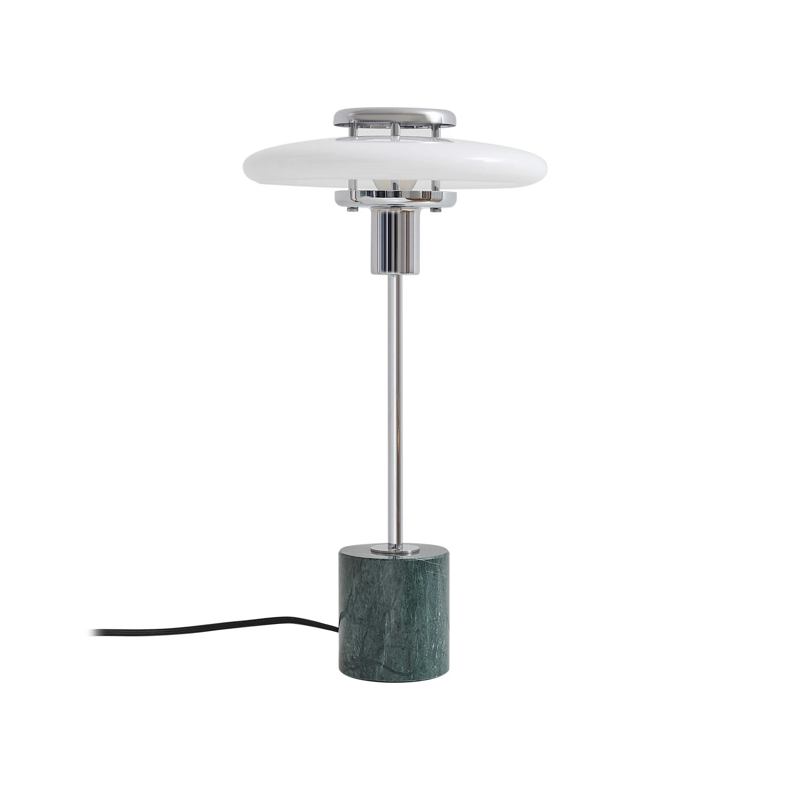 Lindby Tischlampe Branford, Retro, weiß/grün Opalglas/Marmor
