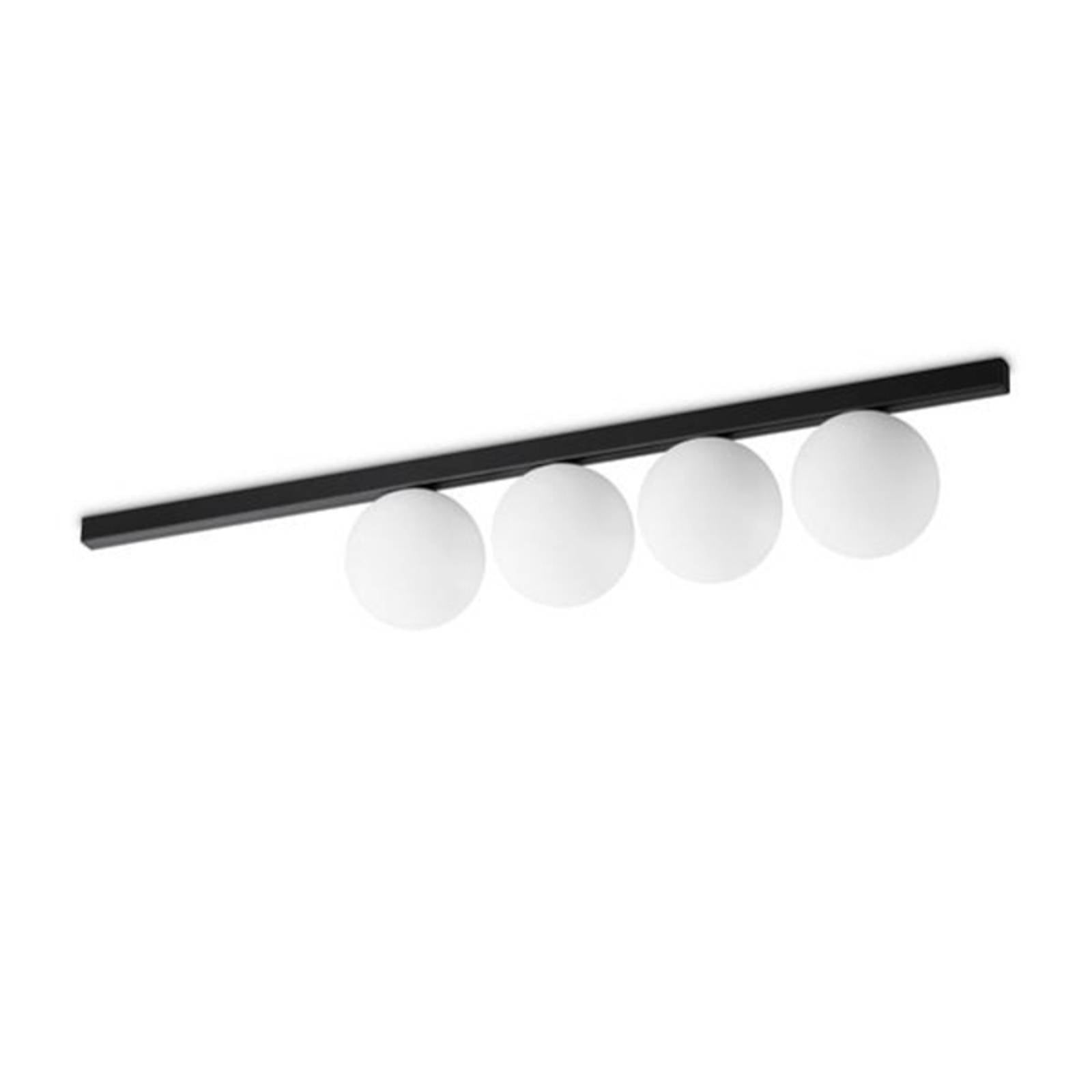 Ideal Lux Deckenlampe Binomio, schwarz, 4-flg., Metall, Glas