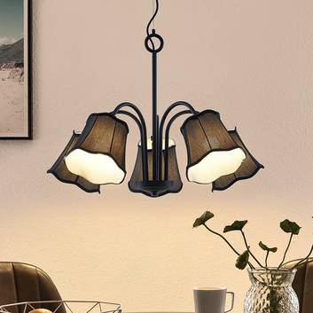 Lucande Binta lámpara colgante, 5 luces, negro
