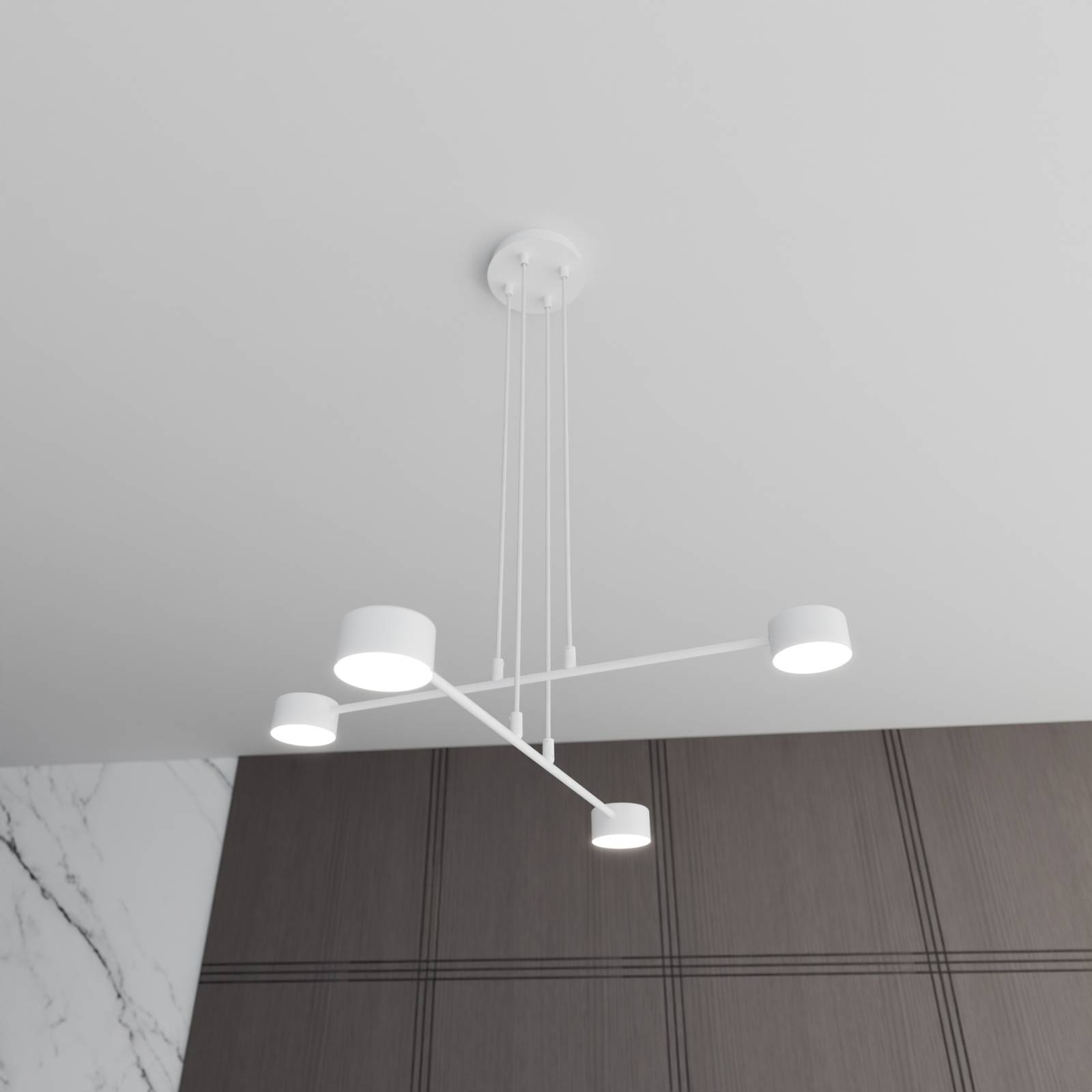 EMIBIG LIGHTING Suspension Modus 4 acier à 4 lampes GX 53 blanc